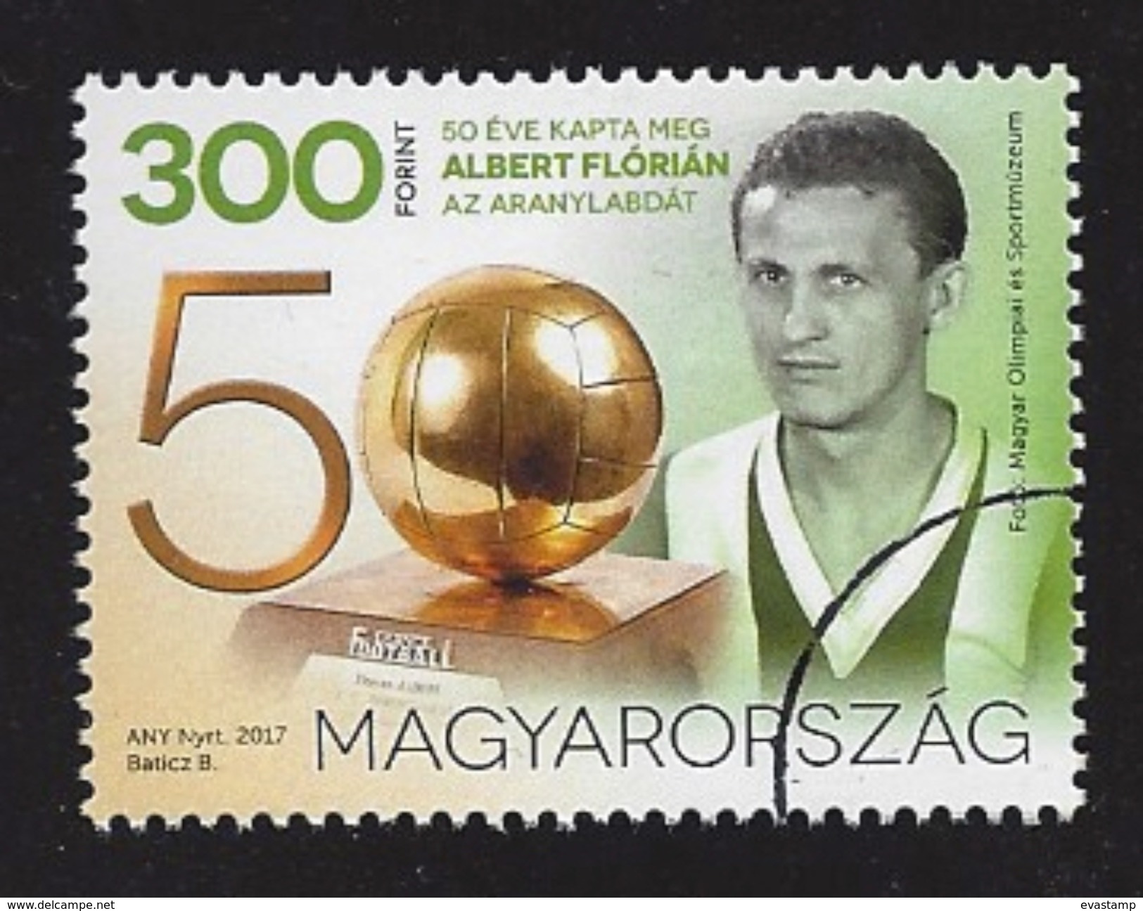 HUNGARY-2017. Albert Florian, 50th Anniversary Of The Awarded Golden Ball / Soccer / Sport USED!! - Usado