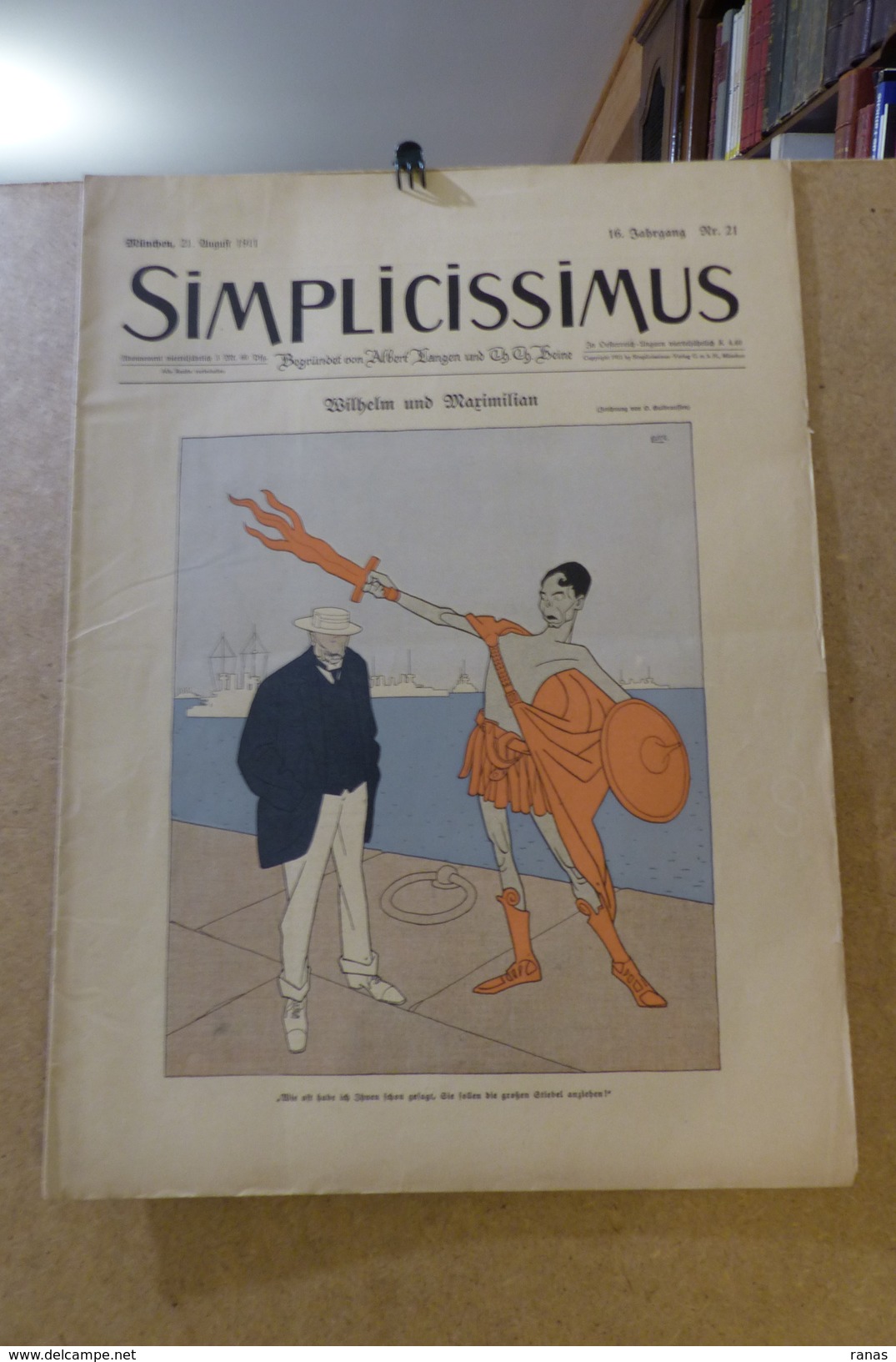 Revue Journal SIMPLICISSIMUS Satirique Caricature 38,5 X 28,5 Germany Allemagne Bismarck N° 21 De 1911 Guillaume II - Other & Unclassified