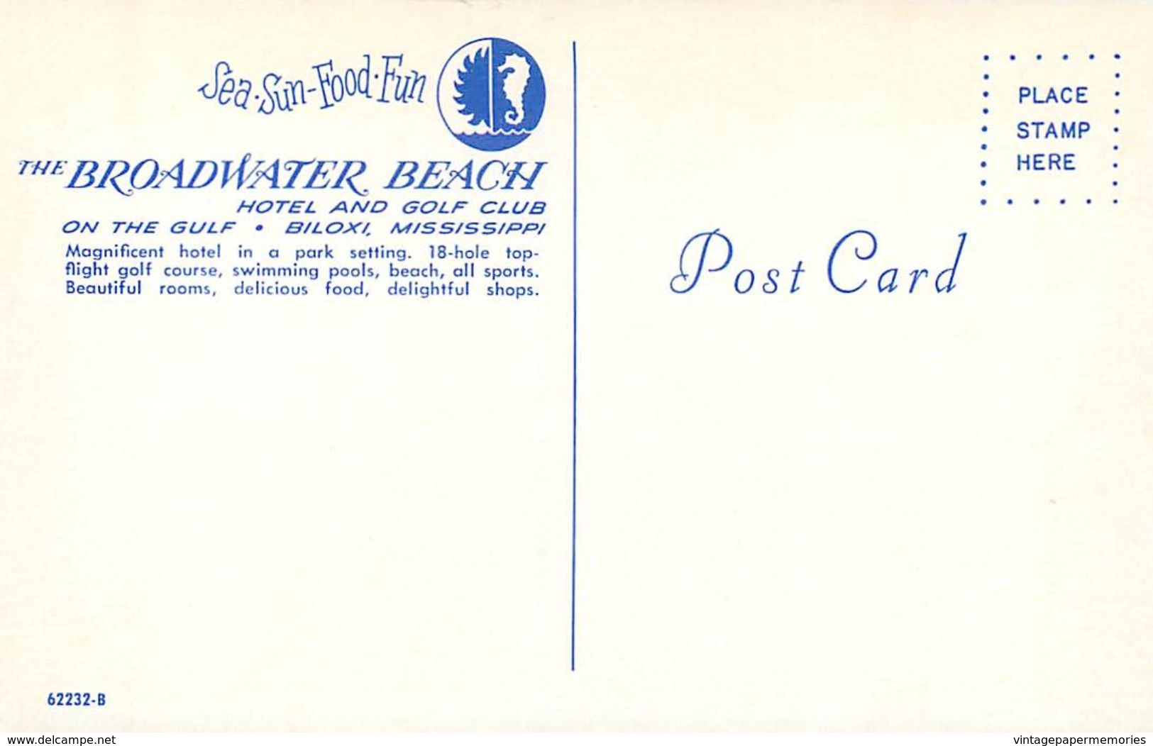 276591-Mississippi, Biloxi, Broadwater Beach Hotel, Room Interior, Dexter Press No 62232-B - Autres & Non Classés