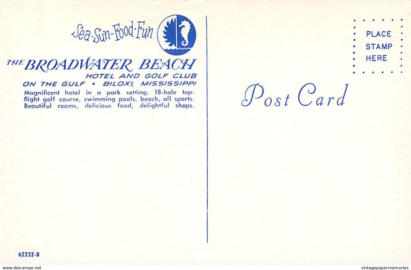 276593-Mississippi, Biloxi, Broadwater Beach Hotel, Room Interior, Dexter Press No 62232-B - Altri & Non Classificati