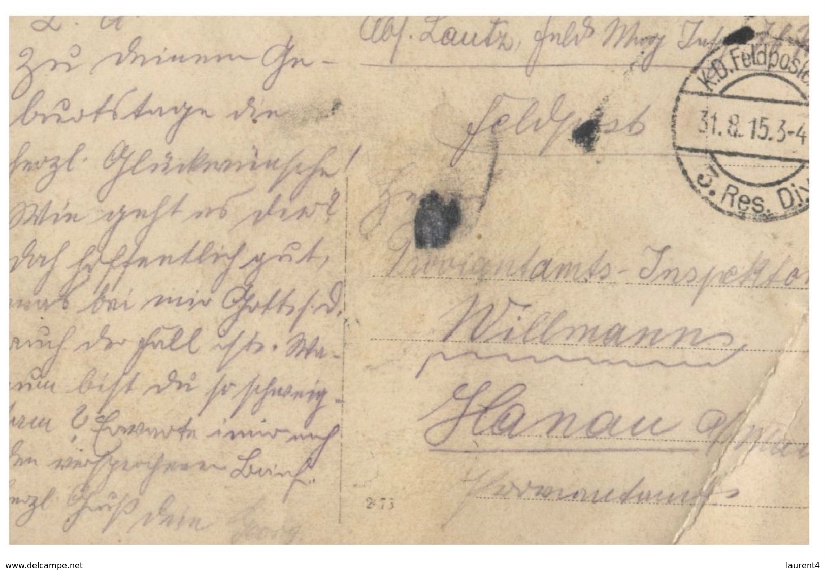 (PH 618) WWI - Feldpost  - Military German Mail - Postcard 1915 - Military Men And Horse - Militaria