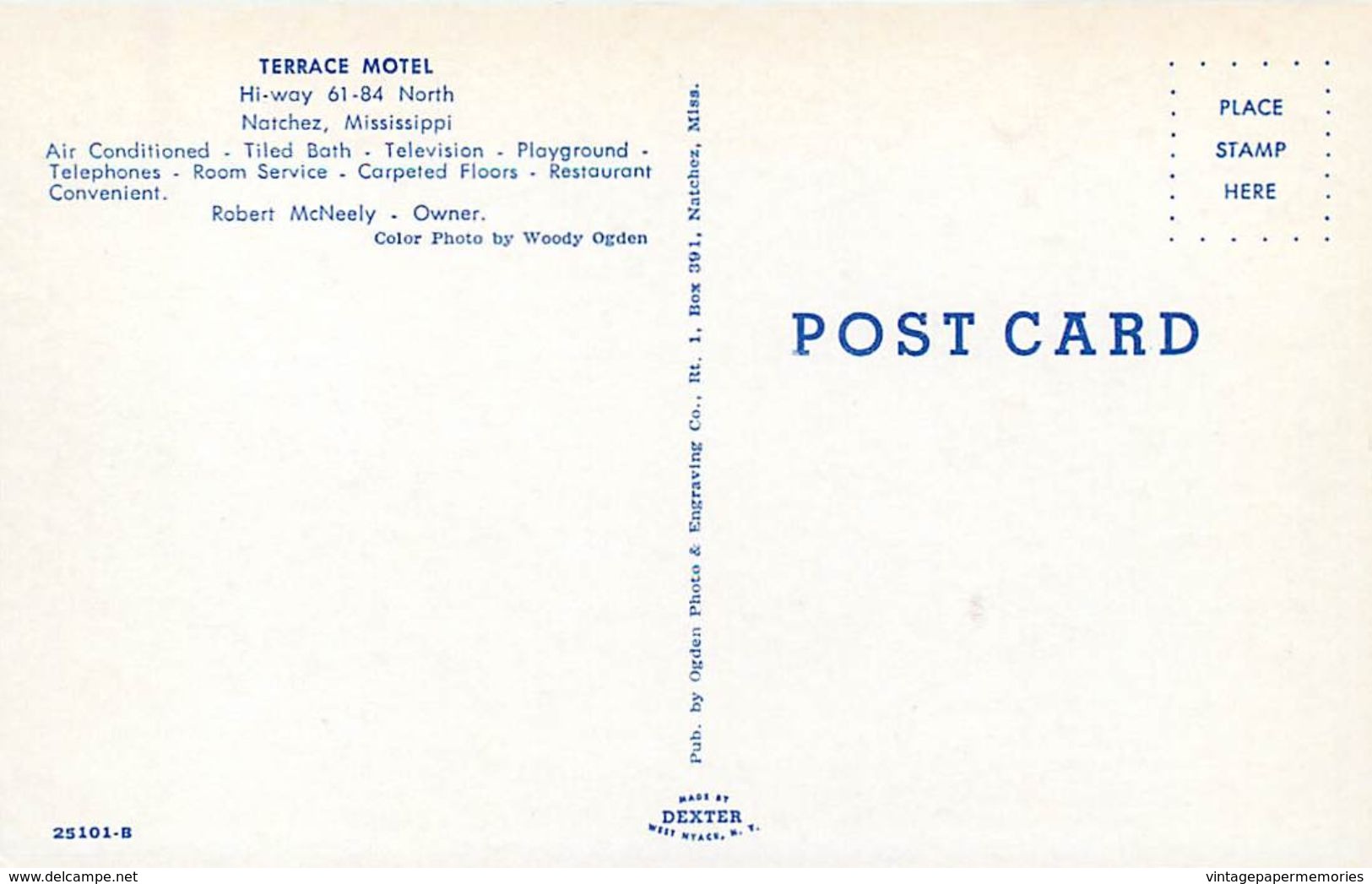 276759-Mississippi, Natchez, Terrace Motel, Ogden Photo By Dexter Press No 25101-B - Sonstige & Ohne Zuordnung