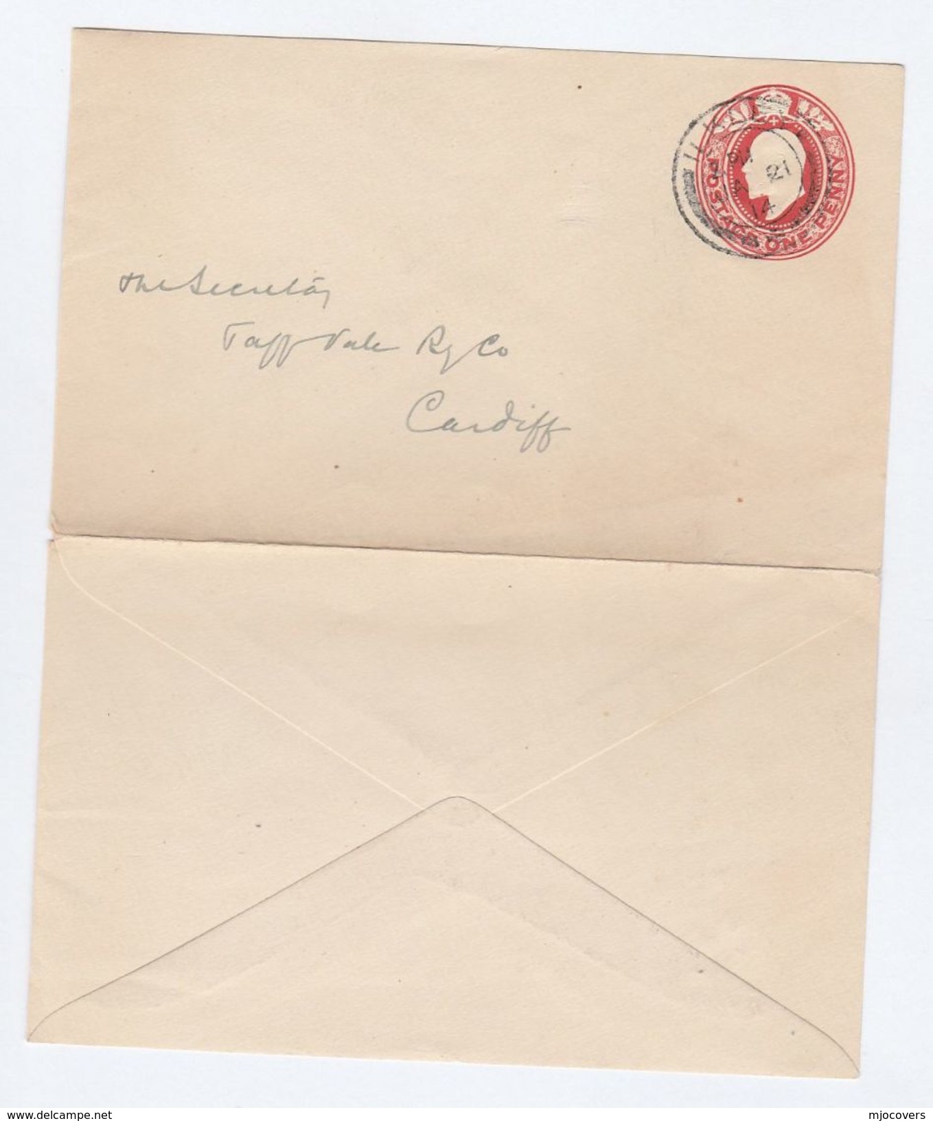 1914 ILKLEY  To TAFF VALE RAILWAY Cardiff Postal Stationery Cover Train Stamps GB - Cartas & Documentos