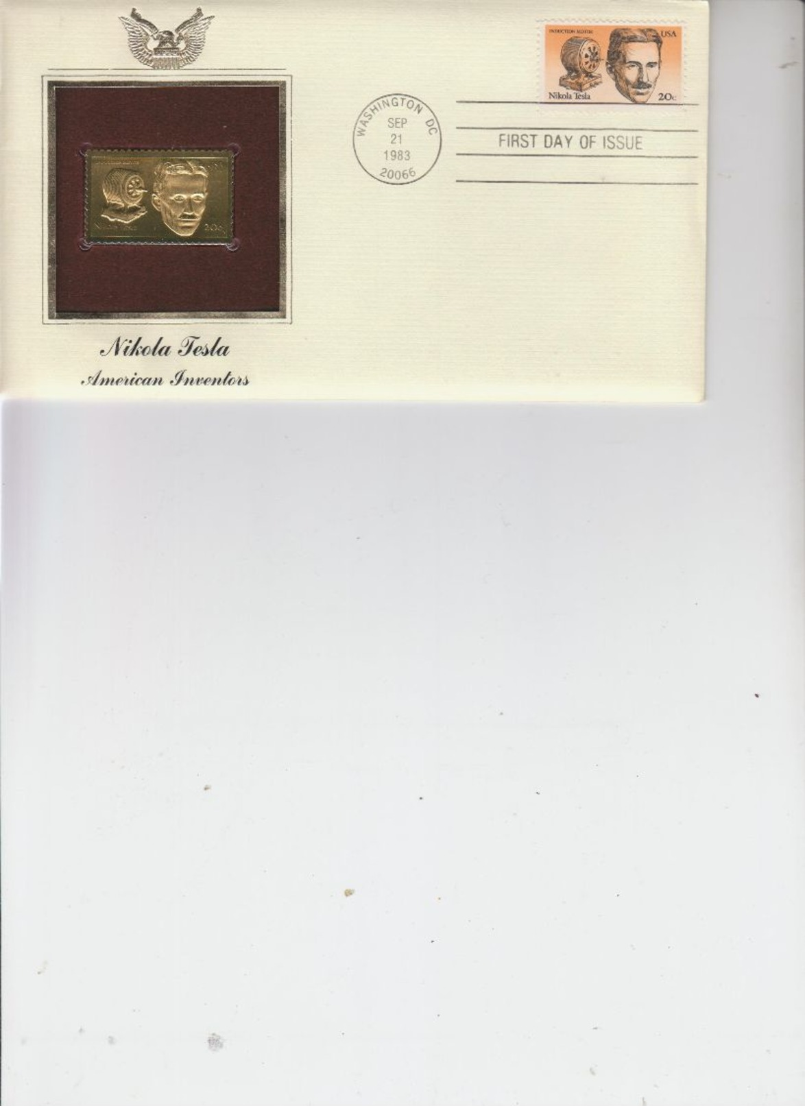 Readers Digest Authorized Gold Stamp Replica 1983 FDC Nikola Tesla American Inventors - Other & Unclassified