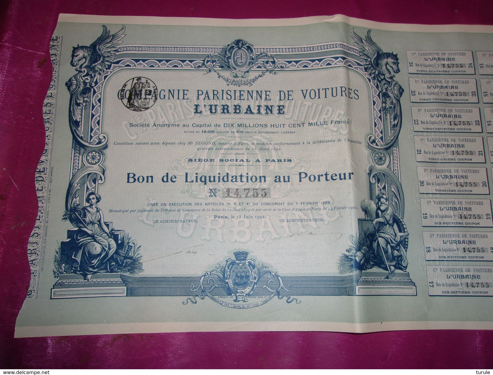 Compagnie Parisienne De Voitures L'URBAINE (1902) - Autres & Non Classés