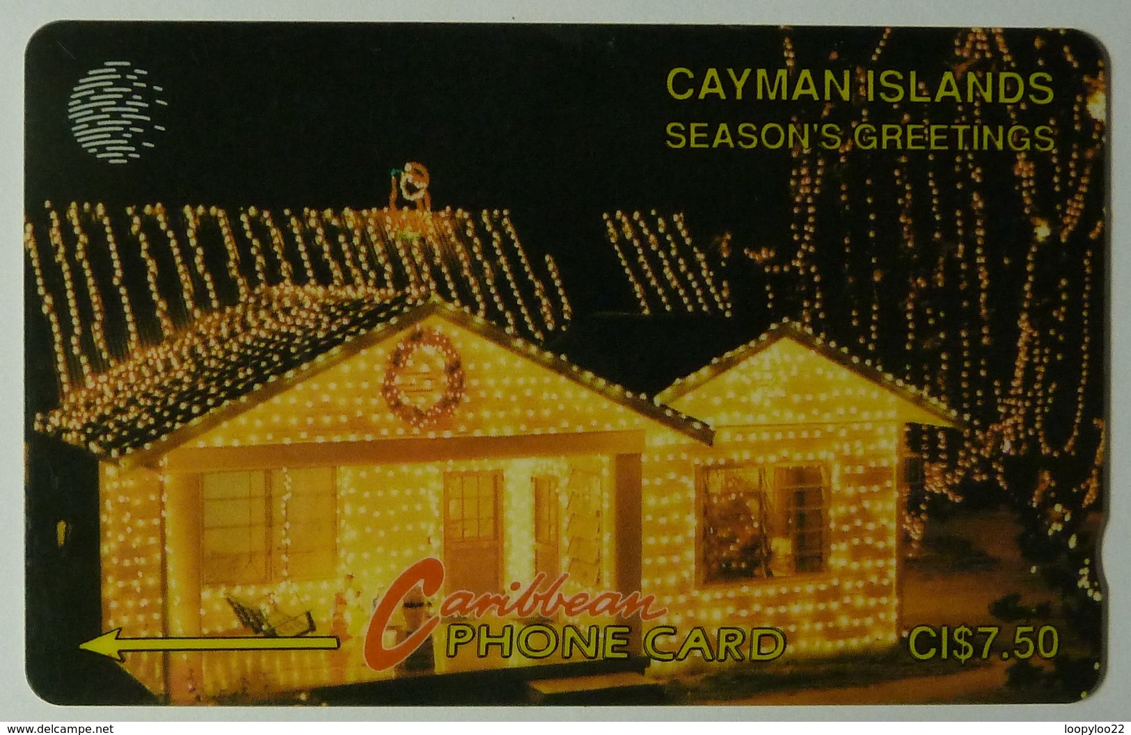 CAYMAN ISLANDS - GPT - CAY-7A - Season's Greetings Christmas House 93 - 7CCIA - $7.50 - White Strip - Used - Kaimaninseln (Cayman I.)