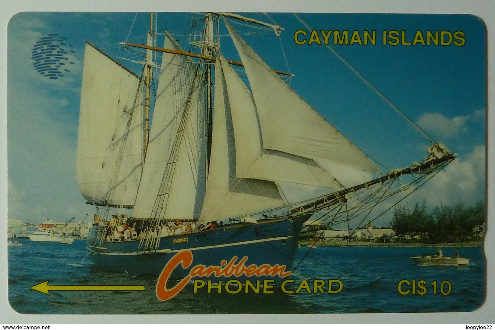 CAYMAN ISLANDS - GPT - CAY-8B - Schooner - 8CCIB - $10 - White Strip - VARIATION - RARE - Used - Kaimaninseln (Cayman I.)