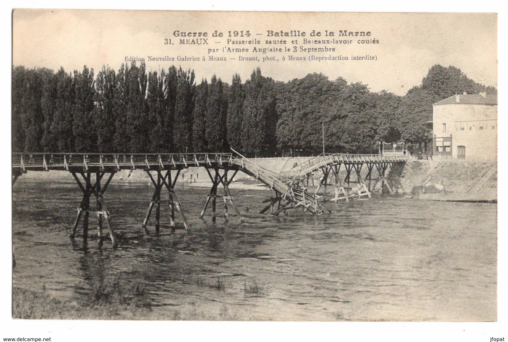 77 SEINE ET MARNE - MEAUX Passerelle Sautée Et Bateaux-lavoirs Coulés Par L'Armée Anglaise... - Meaux