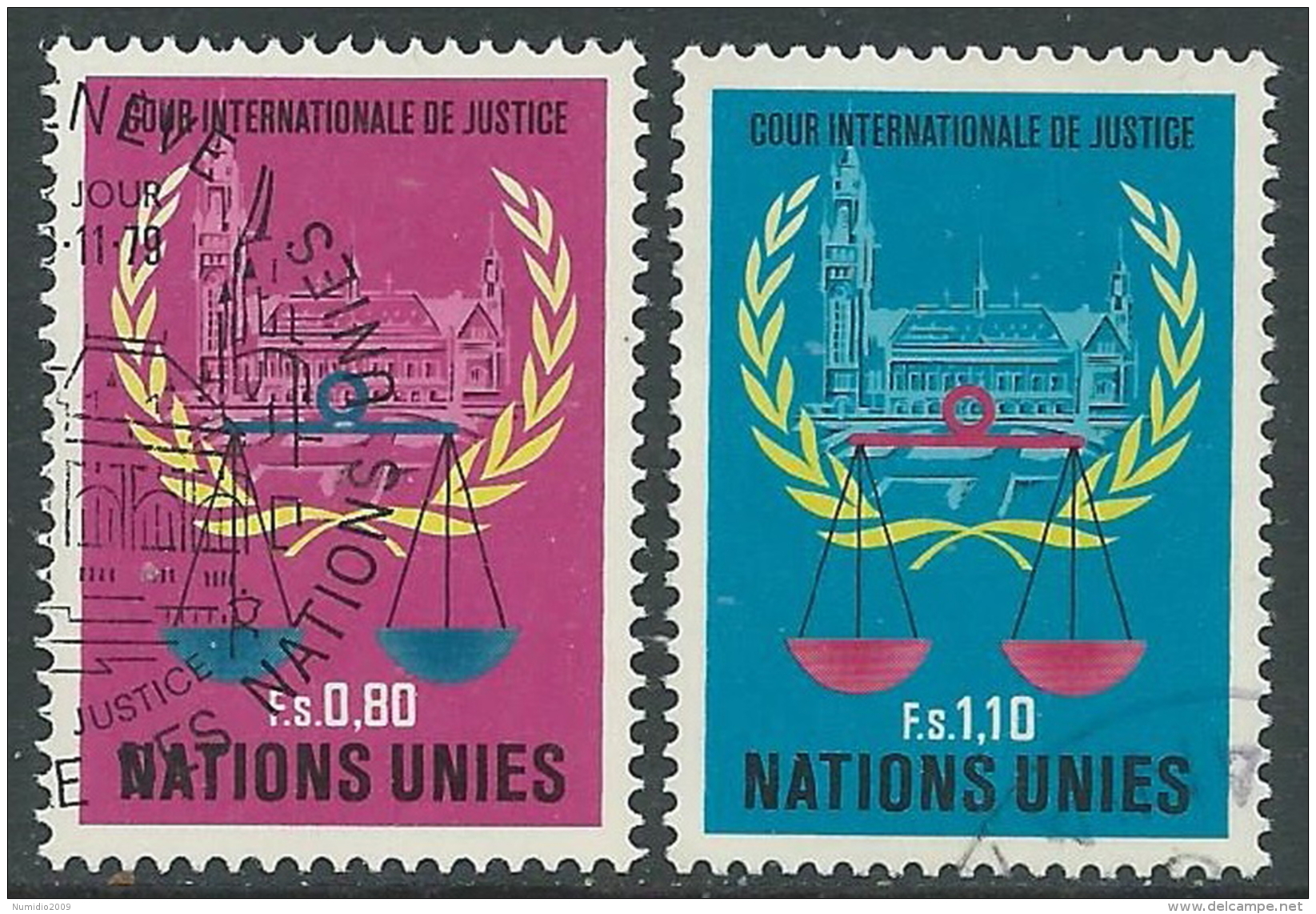 1979 NAZIONI UNITE ONU GINEVRA USATO CORTE DI GIUSTIZIA DELL'AJA - R12-10 - Gebruikt
