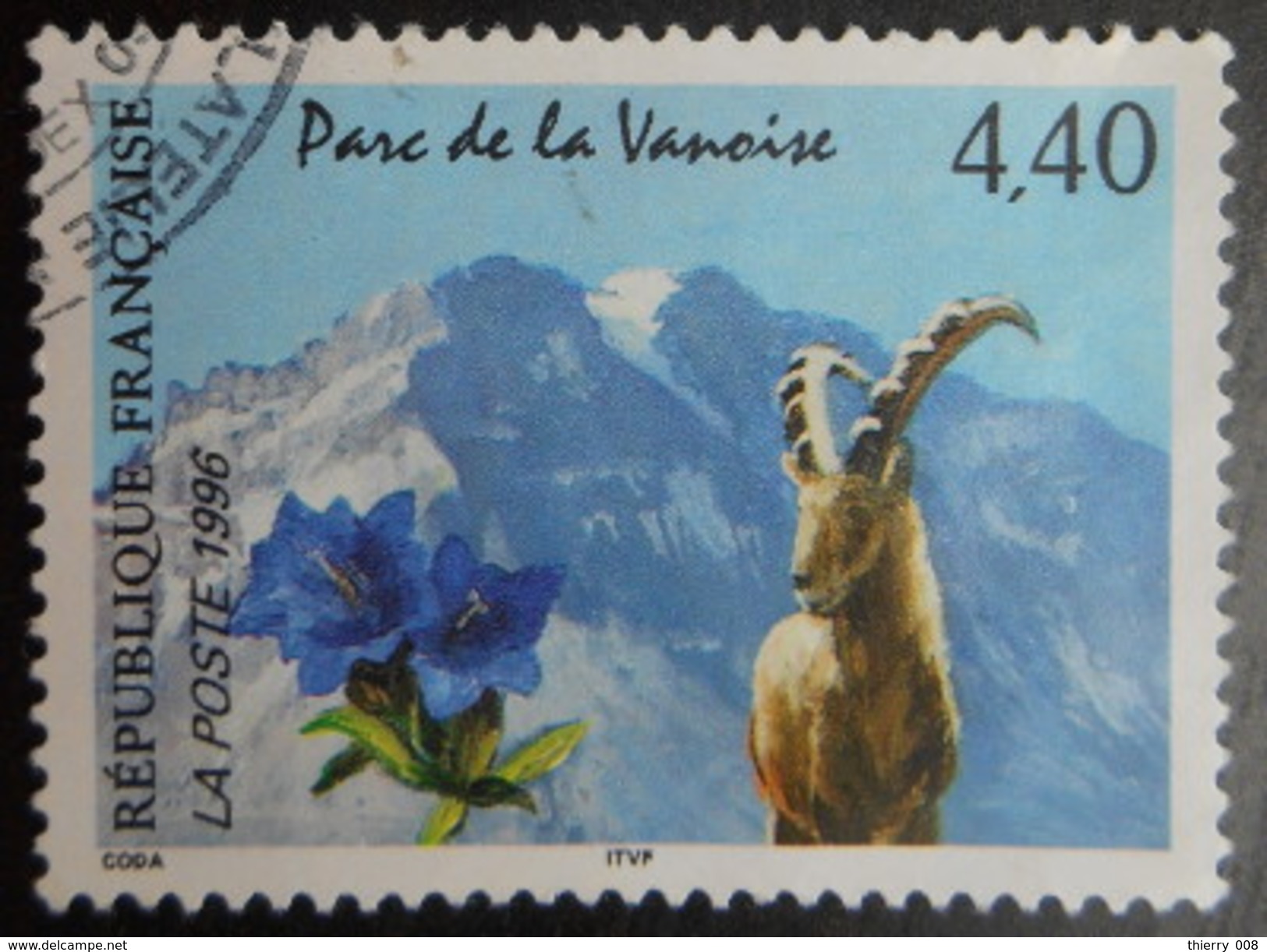 2998 France 1996 Oblitéré Parc De La Vanoise  Bouquetin Et Gentiane Bleue - Oblitérés