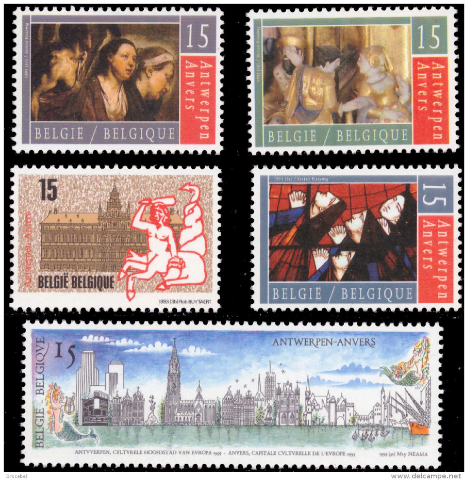 Belgium 2495/99**  Anvers 93  MNH  Faciale 75Fr - Unused Stamps