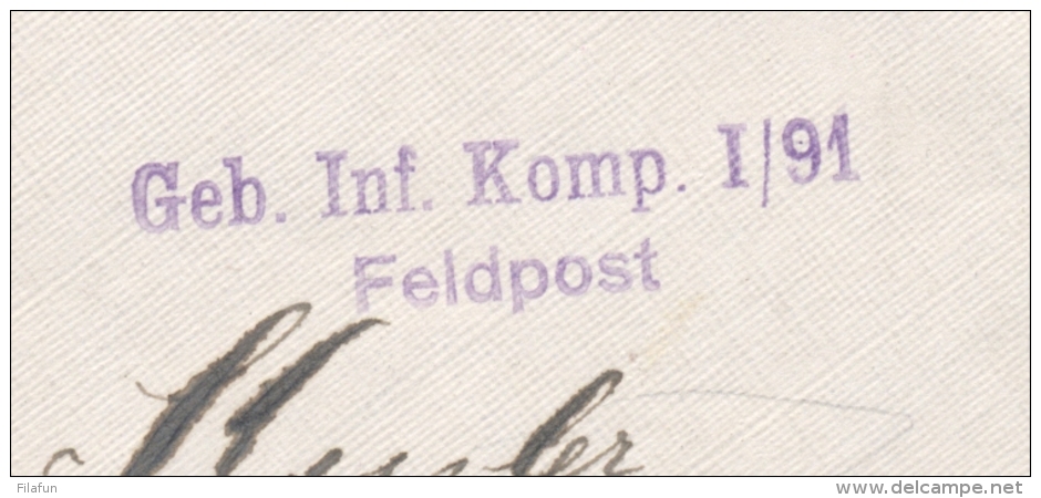 Schweiz - 1918 - Feldpost-cover From Geb. Inf. Komp. I/91 / Feldpost Sent To Luzern - Documenten