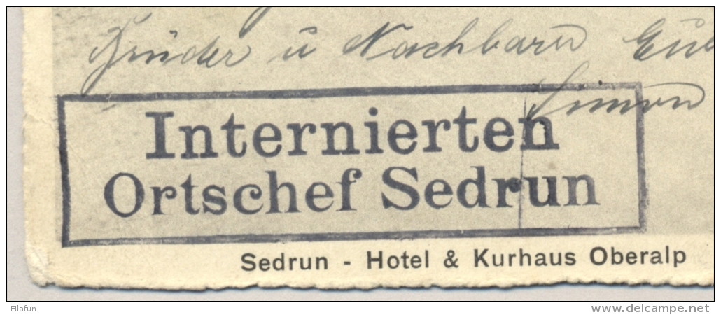 Schweiz - POW-Postcard Internierten Ortschef Sedrun, Censored Konstanz To Oberbayern - Documenten