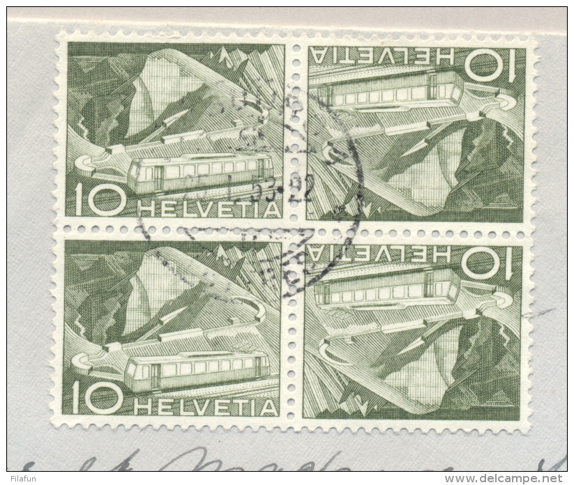 Schweiz - 1953 - 2x 10c Kehrdruck In Pair On Cover From Fribourg To Baarn / Nederland - Se-Tenant
