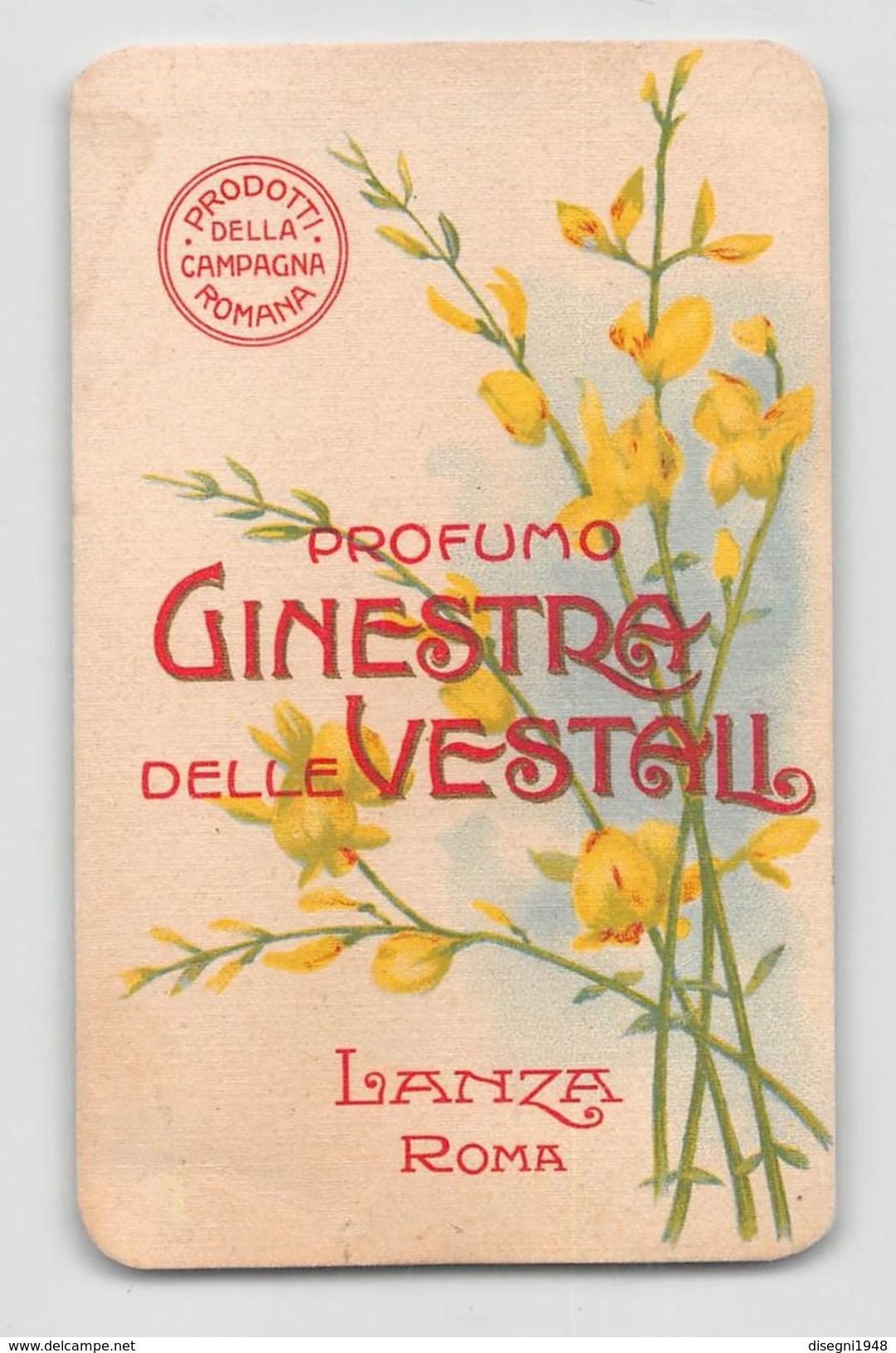07221 "PROFUMO GINESTRA DELLE VESTALI - LANZA - ROMA - PRODOTTI DELLA CAMPAGNA ROMANA" CARTON. PUBBLIC. ORIG. - Pubblicitari