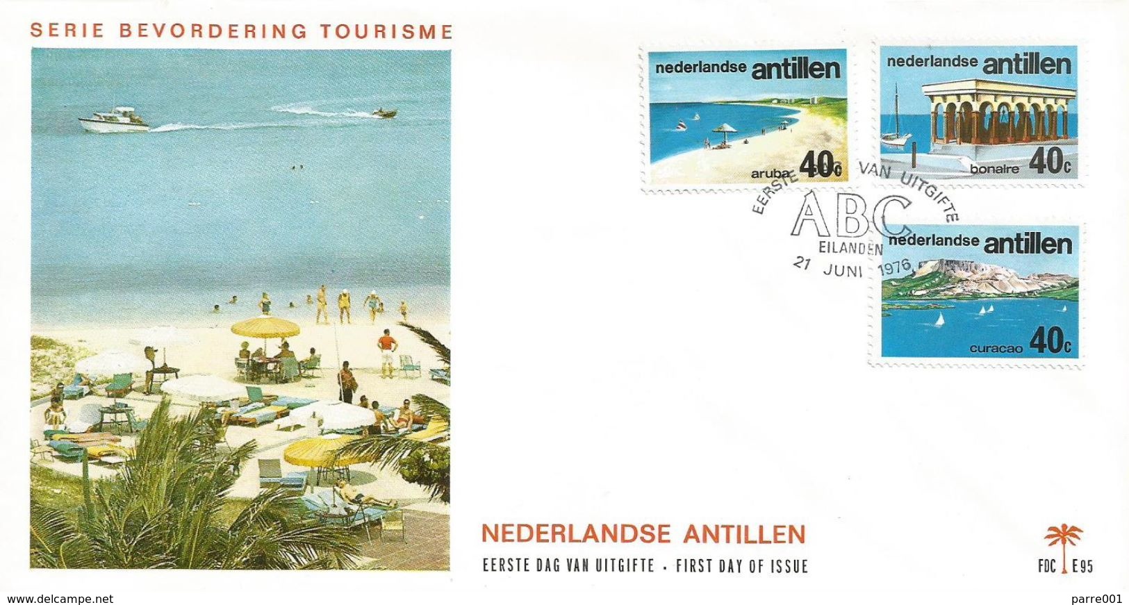 Netherlands Antilles 1976 Aruba Bonaire Curacao Tourism Mountain Beach FDC Cover - Andere & Zonder Classificatie