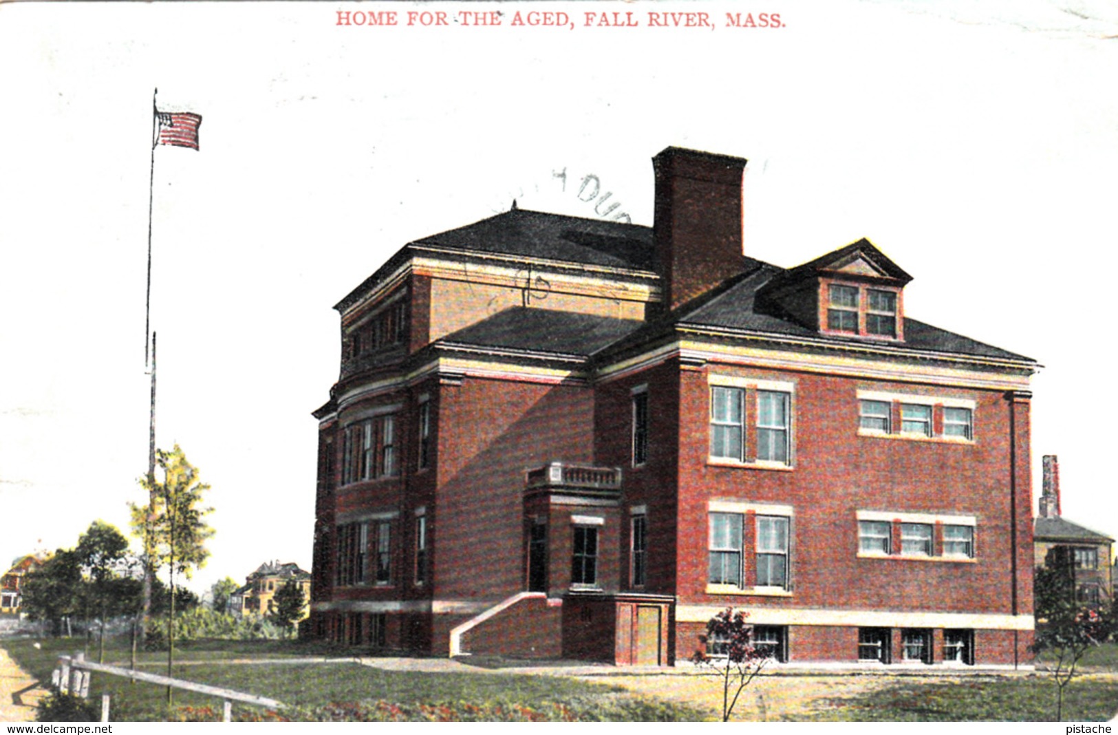 Fall River Mass. - Antique 1909 Postcard - Home For The Aged - Stamp & Postmark - By Robbins Bros Co. - 2 Scans - Fall River