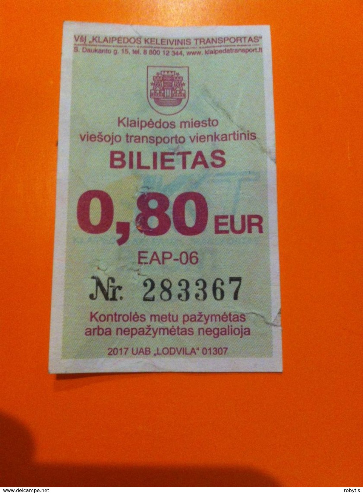 Lithuania Litauen Bus Ticket City Klaipeda Memel 2017 - Europa