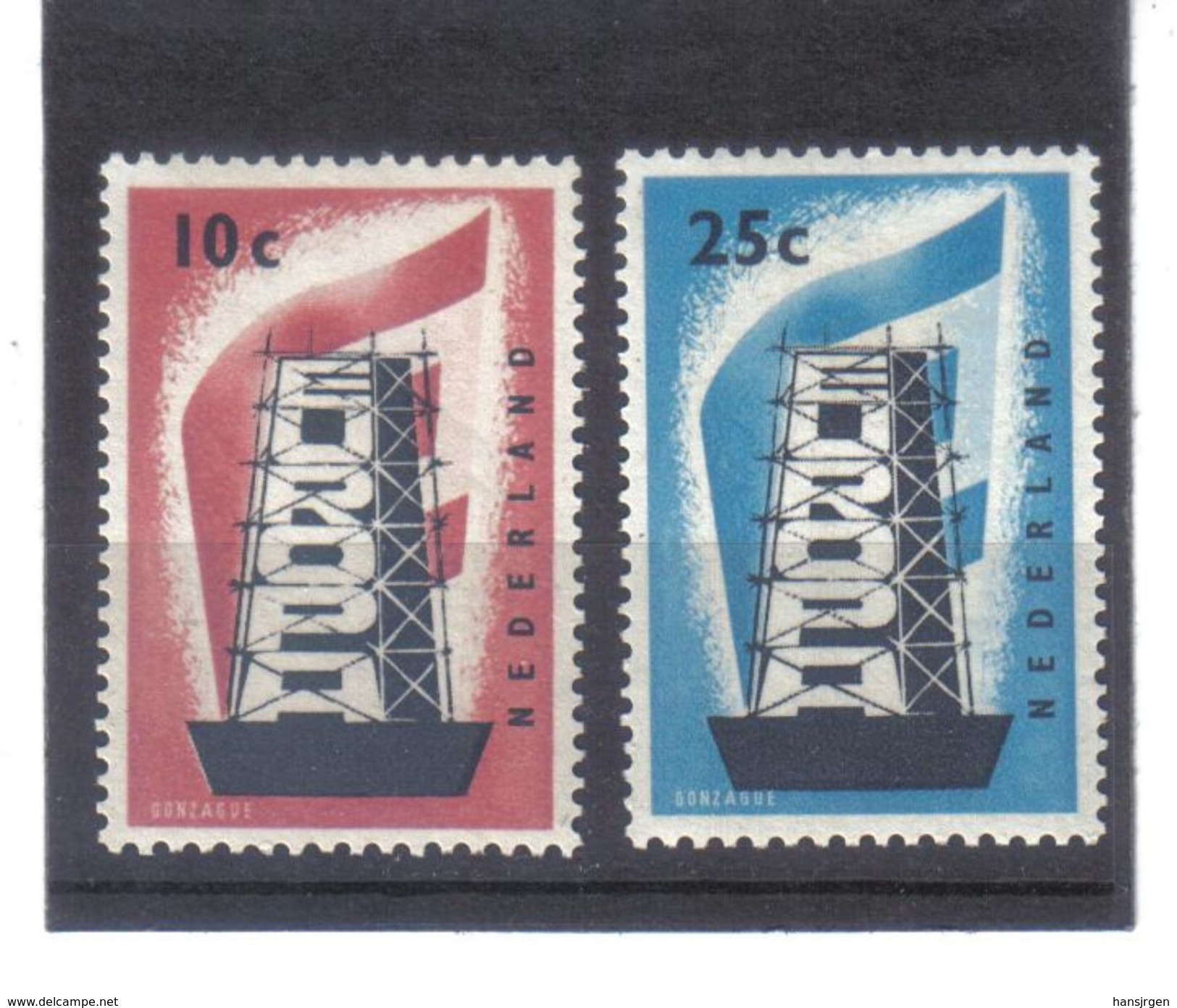 BAU831 EURORA-CEPT 1956 NIEDERLANDE  MICHL  683/84 ** Postfrisch SIEHE ABBILDUNG - 1956