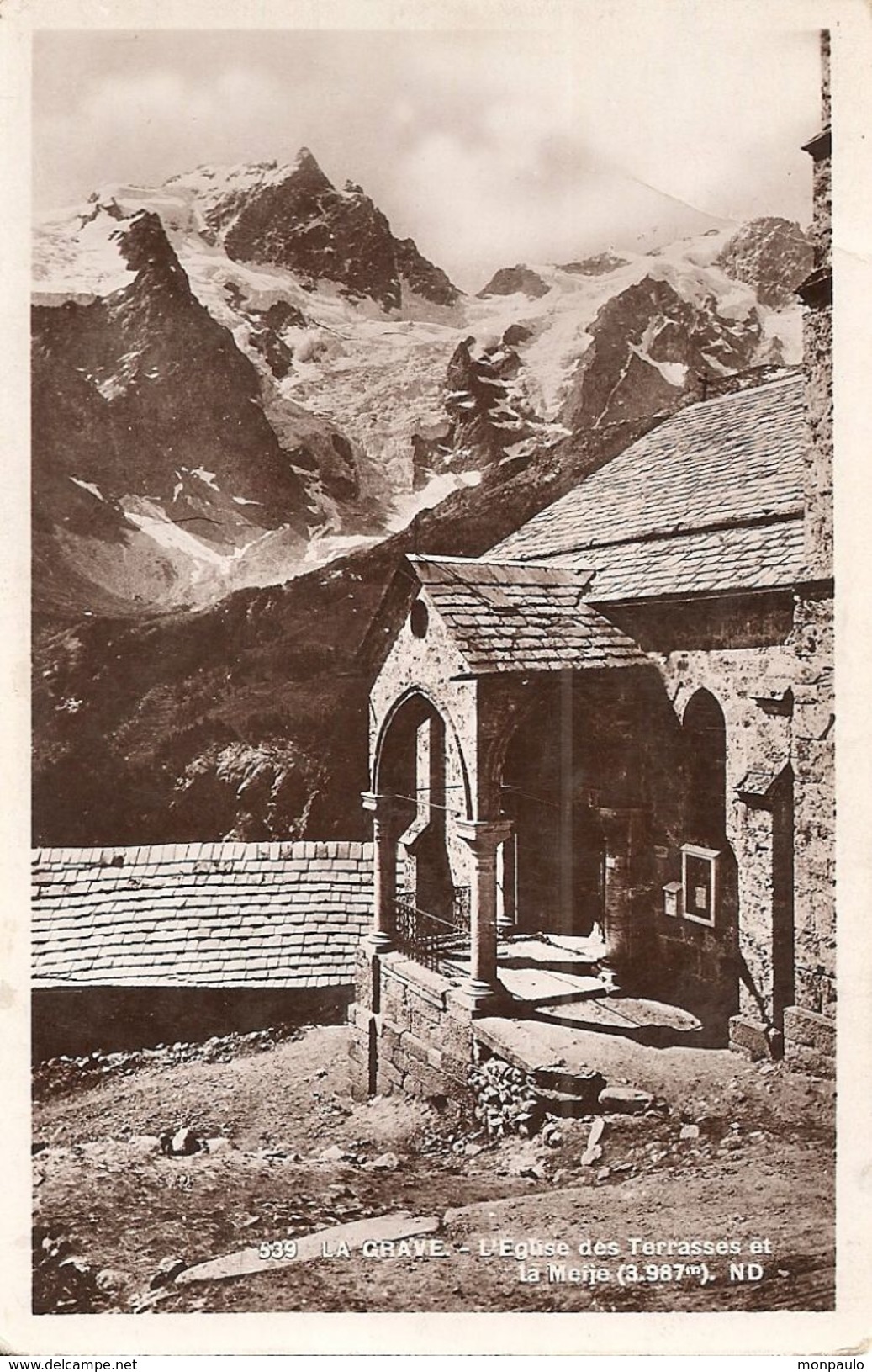 05. CPSM. Hautes Alpes. La Grave. L'église Des Terrasses Et La Meije - Autres & Non Classés