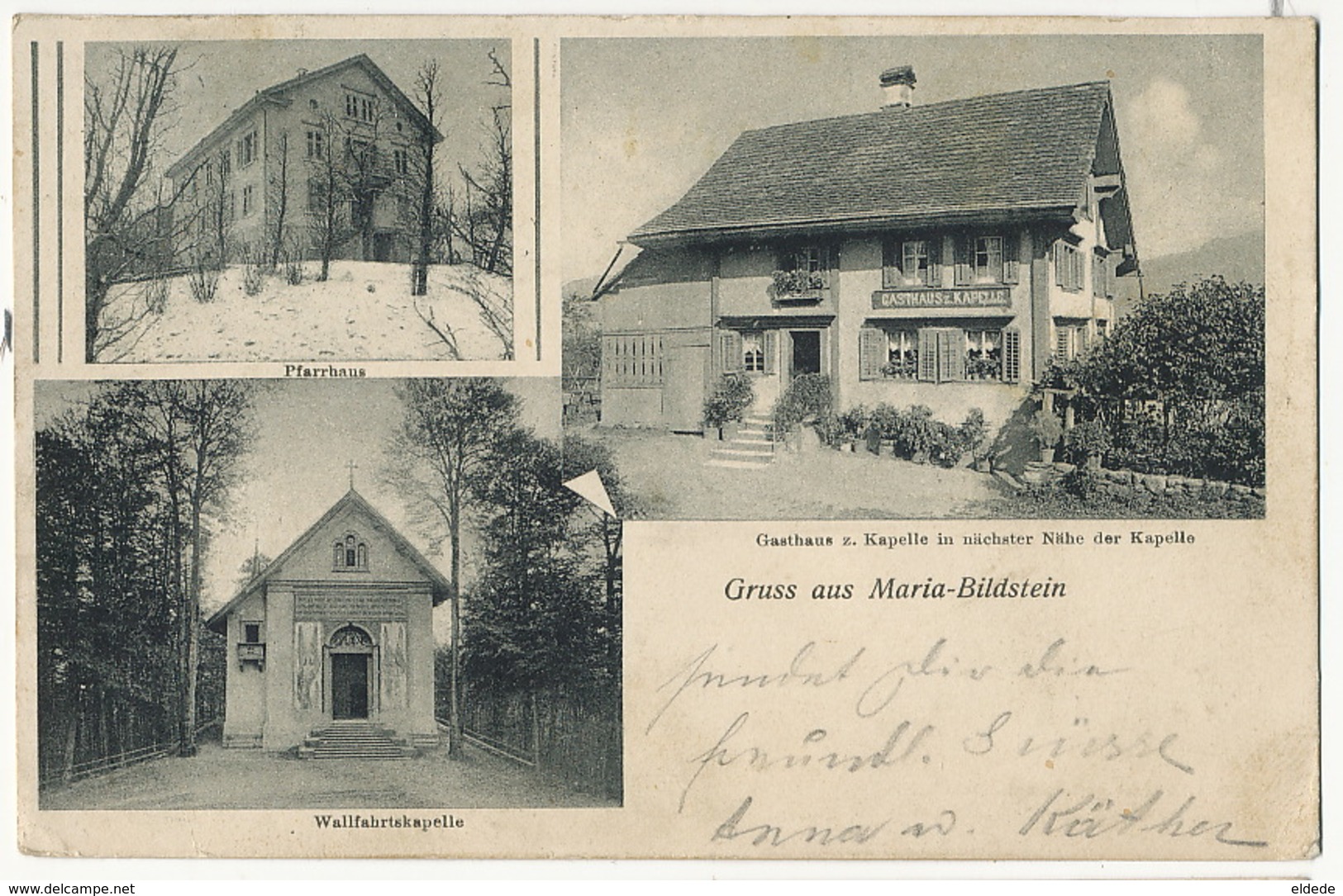 Gruss Aus Maria Bildstein Gasthaus Pfarrhaus  Used From Benken 1913 Edit Lichtensteiger Dietfurt To Jackson USA - Benken