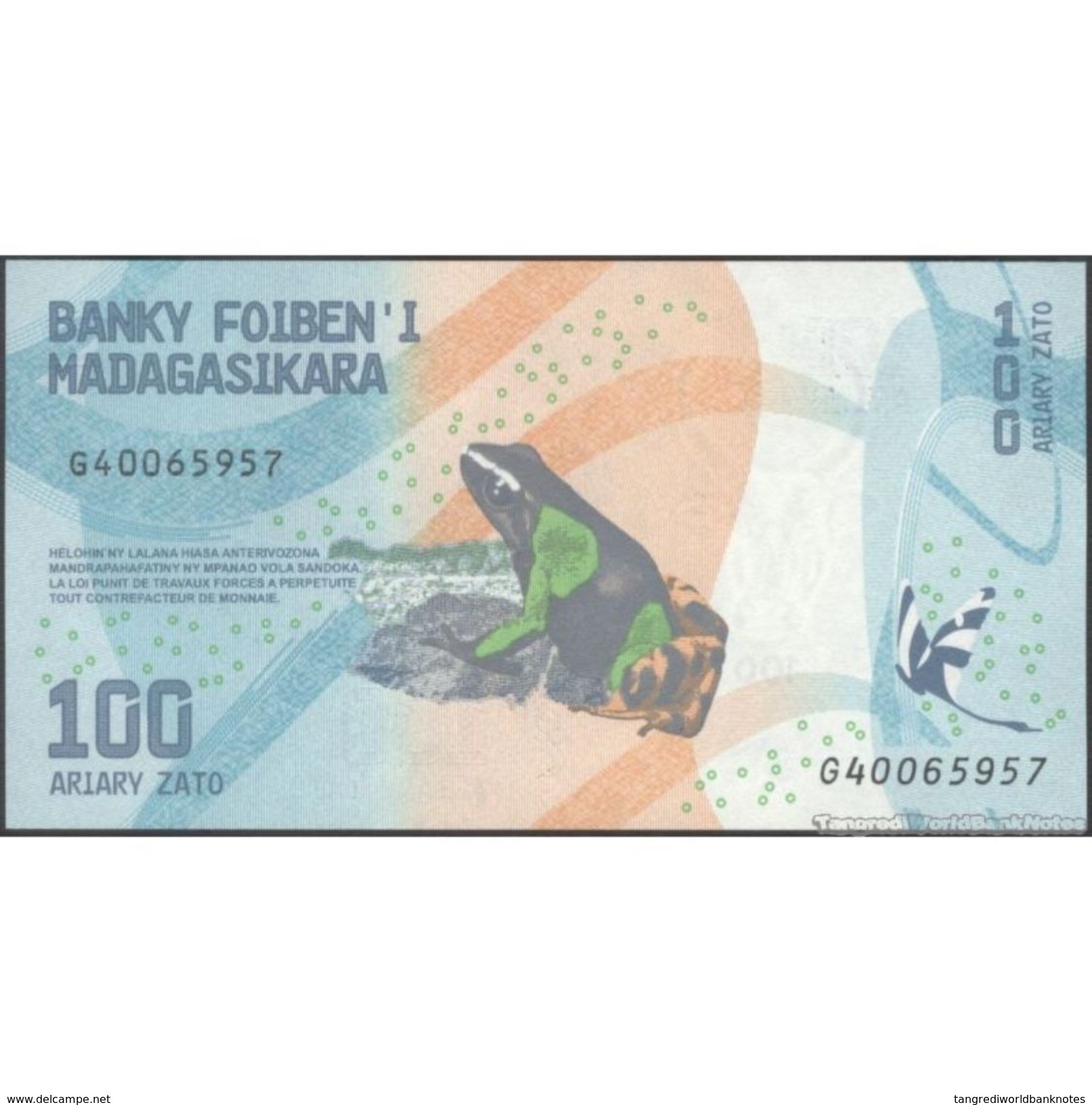 TWN - MADAGASCAR NEW - 100 Ariary 2017 Prefix G UNC - Madagascar