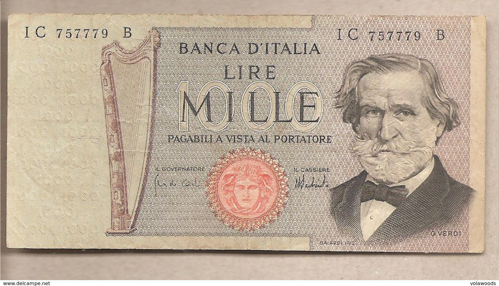 Italia - Banconota Circolata Da 1000£ "Verdi Secondo Tipo" P-101d - 1975 #19 - 1000 Lire