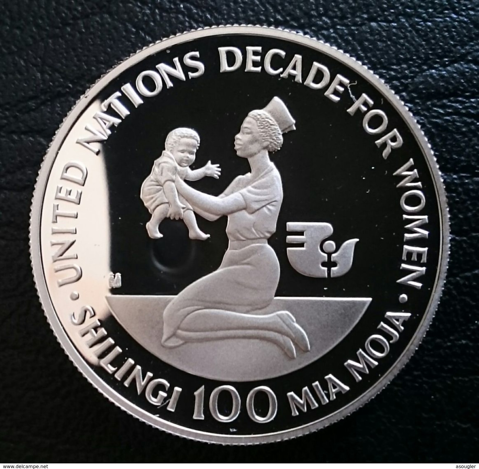 TANZANIA 100 SHILINGI 1984 SILVER PROOF "Decade For Women" Free Shipping Via Registered Air Mail - Tanzanía