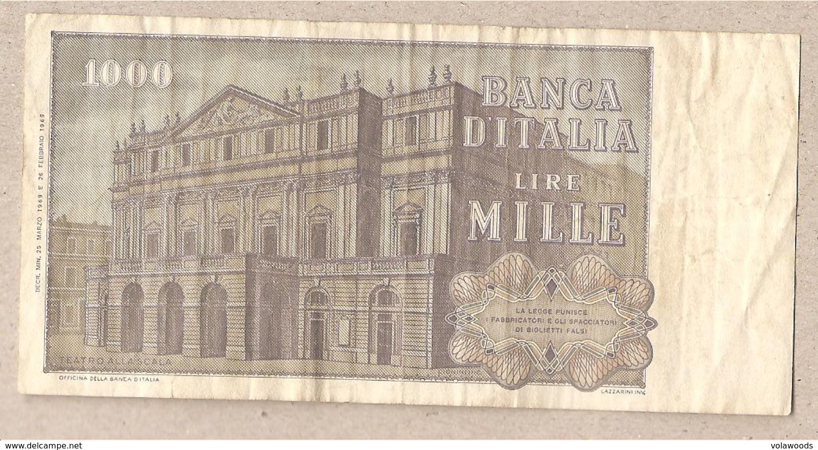 Italia - Banconota Circolata Da 1000£ "Verdi Secondo Tipo" P-101a - 1969 - 1000 Lire