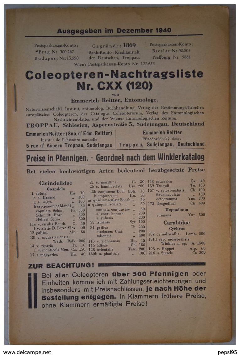 Coleopteren-Nachtragsliste Nr. CXX (120) - Autres & Non Classés