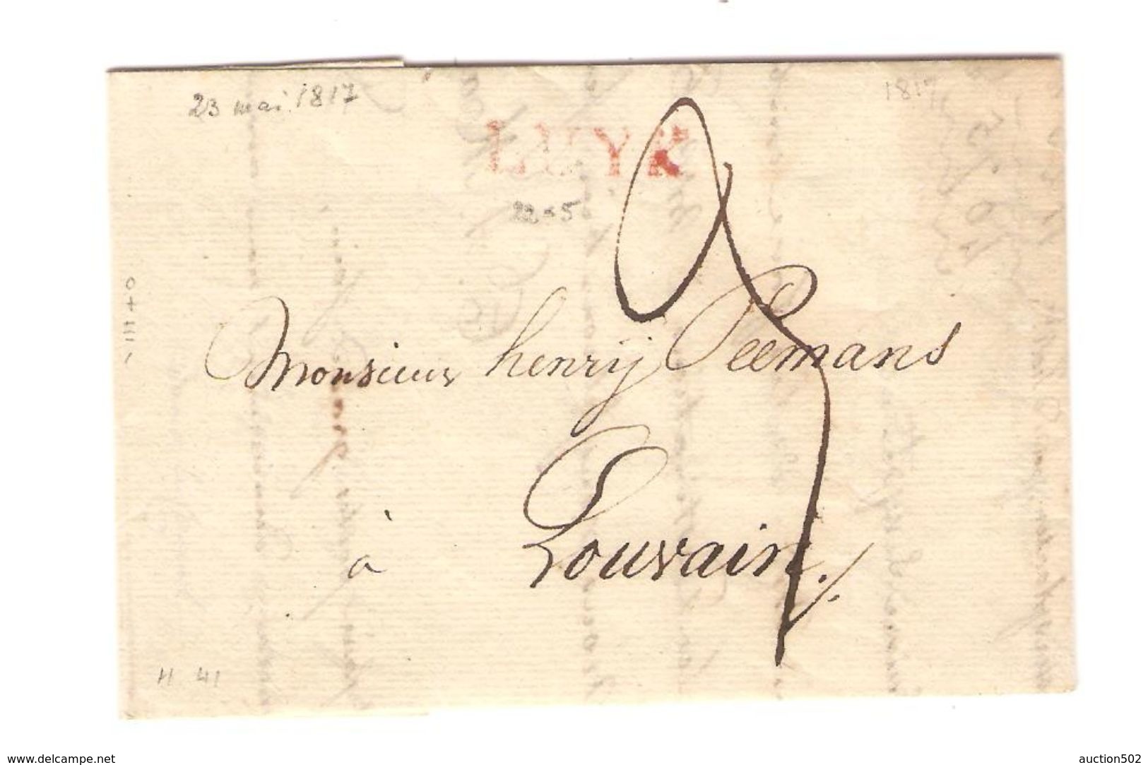 LAC écrit De Liège 23/5/1817 Griffe Luyk V.Louvain Port 3 PR5073 - 1815-1830 (Hollandse Tijd)