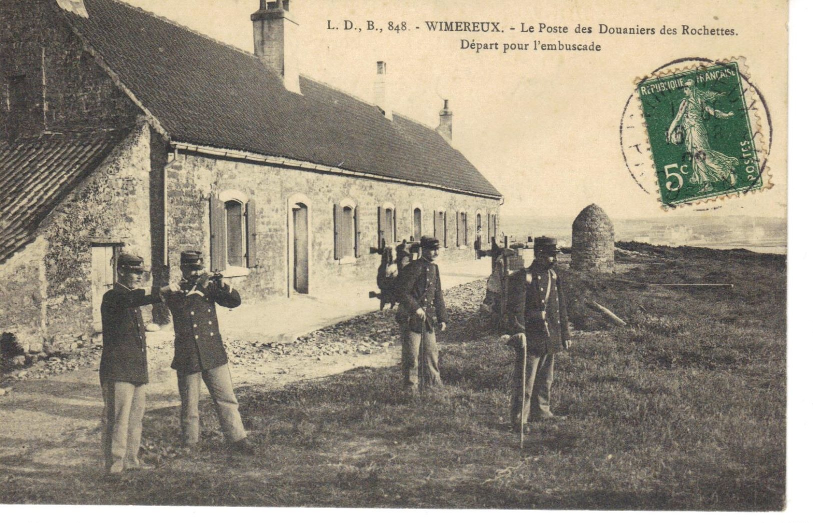 Wimereux , Environs De Boulogne Sur Mer  , Poste Des Douanes De La Rochette , Départ Des Douaniers Pour L'embuscade . - Douane