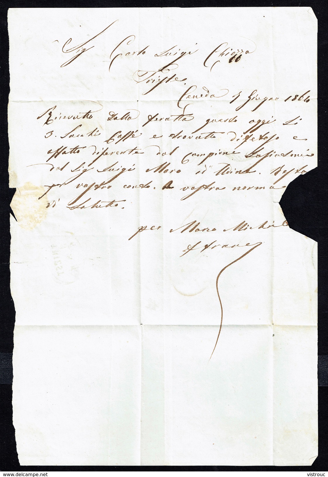 MM N° 27 / Y & T N° 25 - Brief - CENEDA Nach TRIESTE - 1864. - Briefe U. Dokumente