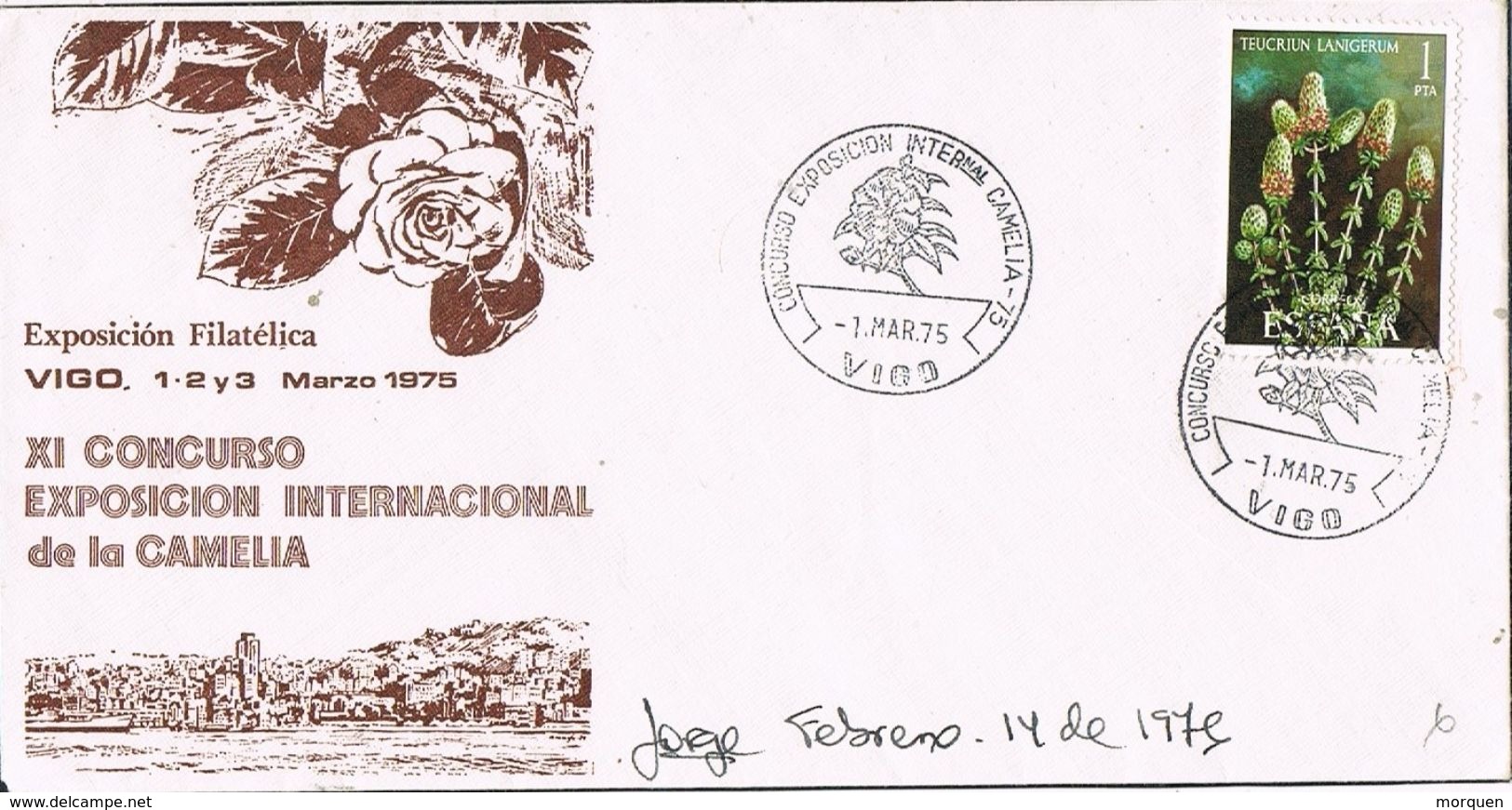 26850. Carta Exposicion VIGO (Pontevedra) 1975. Concurso Camelias, Flowers, Flores - Cartas & Documentos