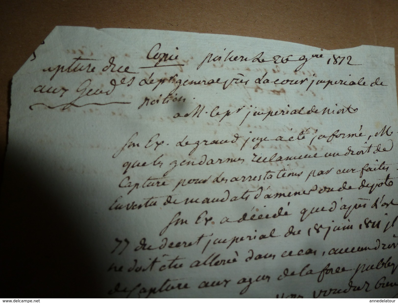 1812  DECISION Sur Le DROIT De CAPTURE Pour Les Arrestations Par Les Gardes En Vertu De Mandat D'amener Ou De Dépôts,etc - Manuscrits
