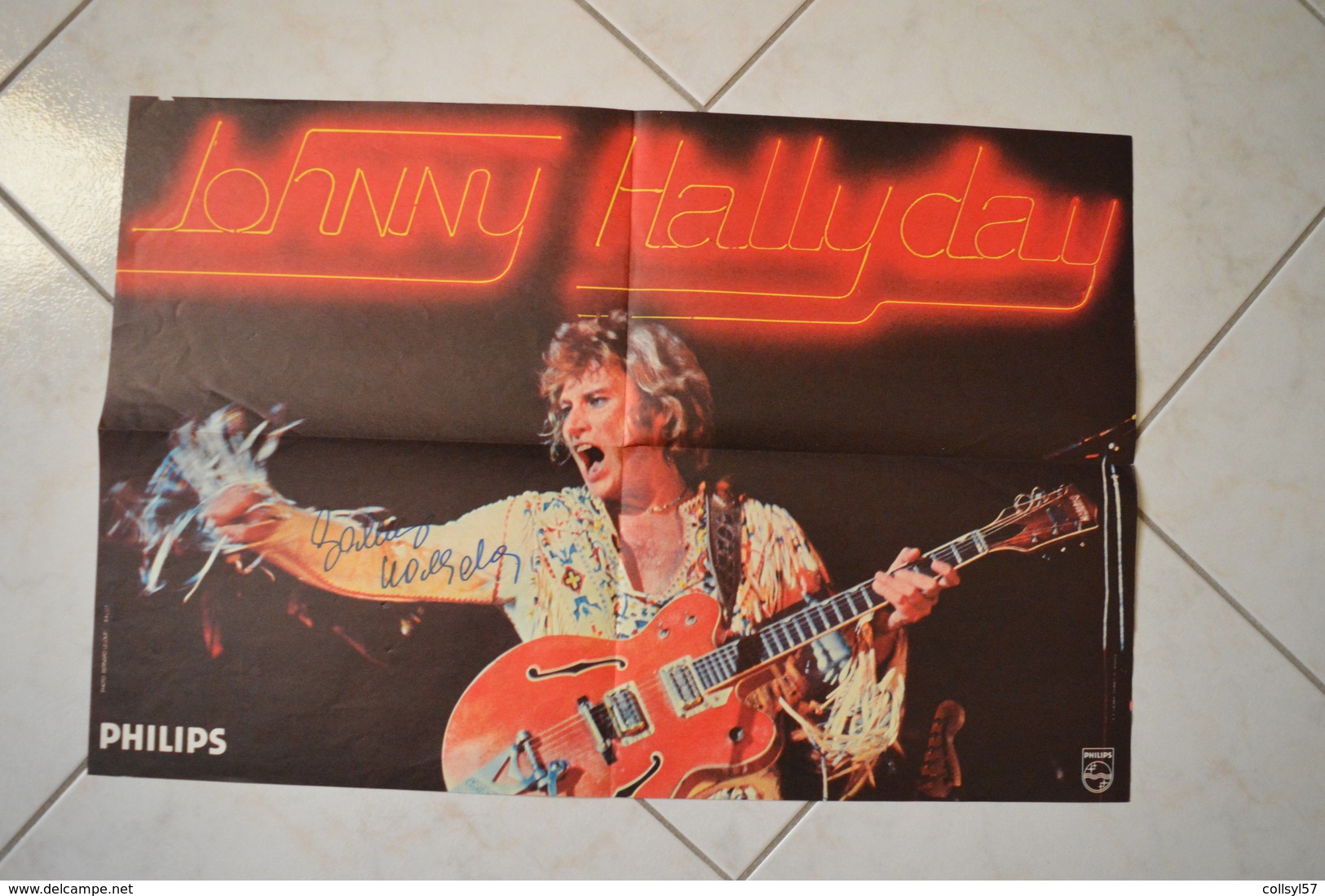 JOHNNY HALLYDAY Affiche Avec Autographe - Handtekening