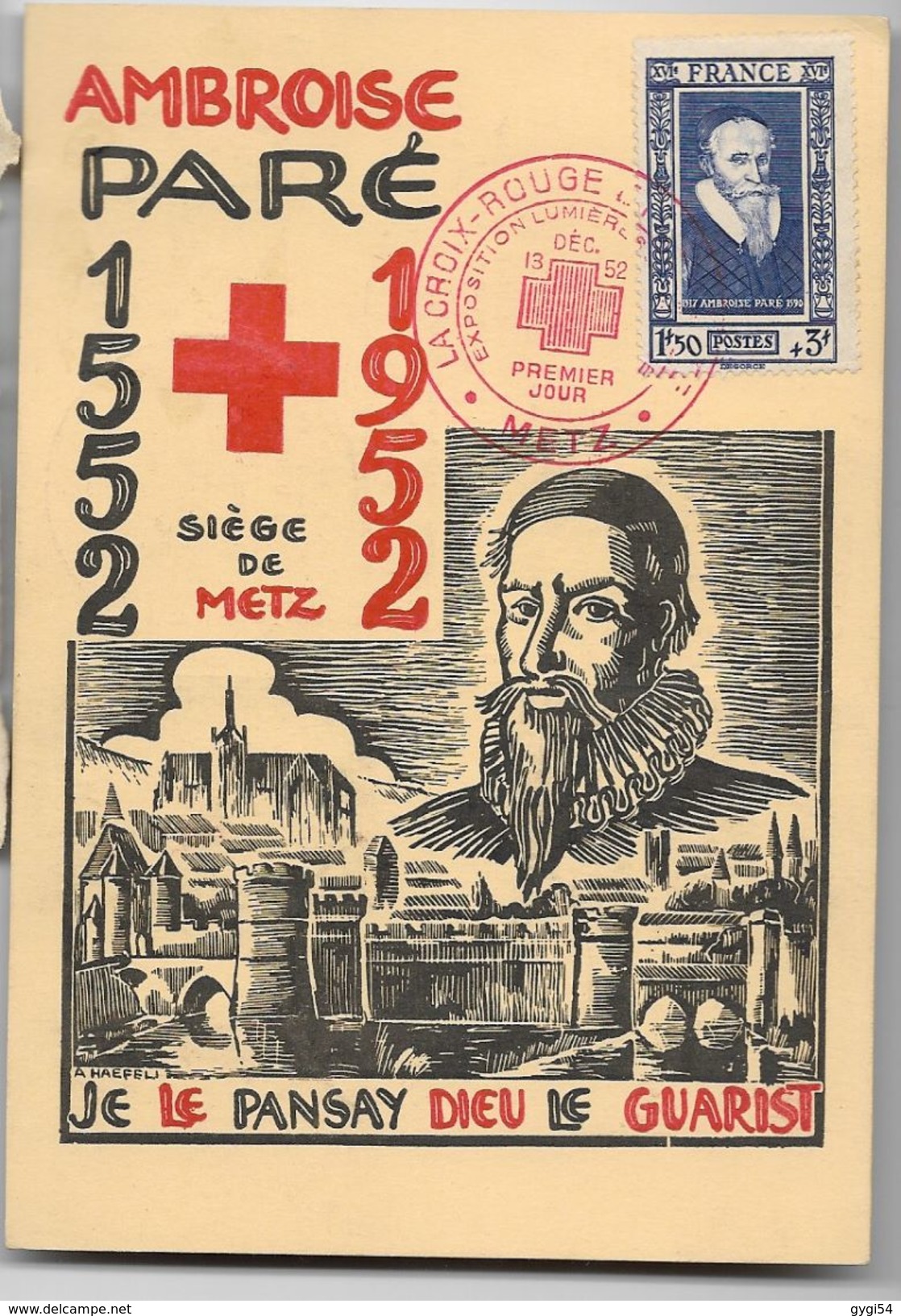 Croix - Rouge 1952 Exposition De METZ DU 14 Décembre  Ambroise Paré - Philatelic Exhibitions