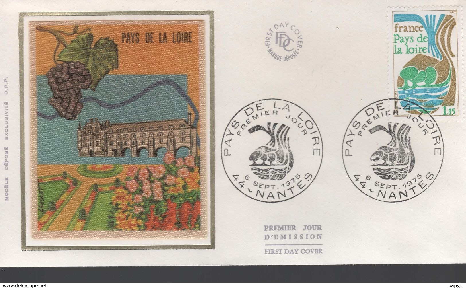 FDC -  Enveloppe 1er Jour PAYS DE LA LOIRE - 6 SEPT1975 - NANTES - 1970-1979