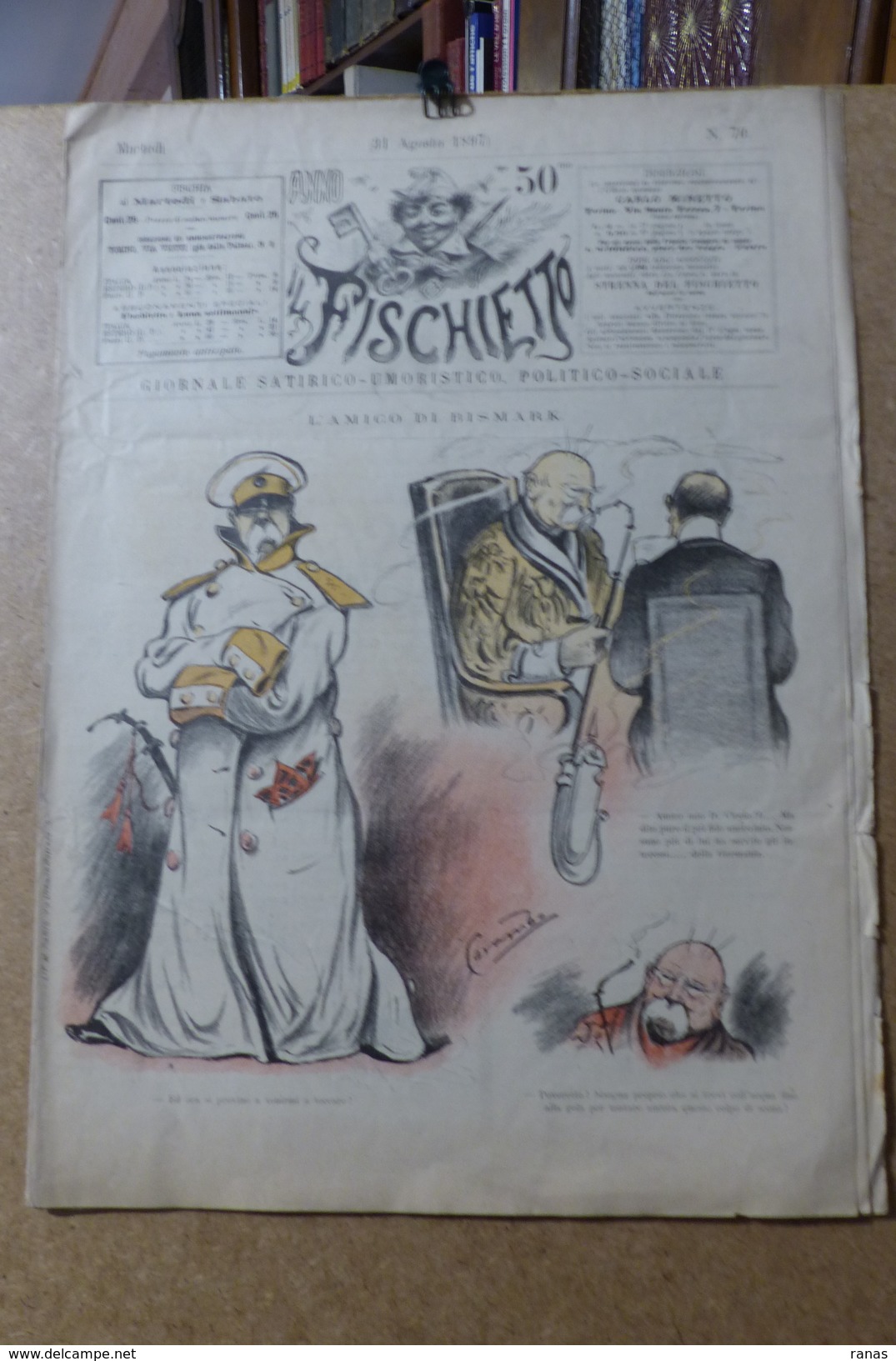 Revue Journal FISCHIETTO Satirique Caricature 38 X 27 Germany Allemagne Bismarck N° 70 De 1897 Pipe - 1850 - 1899