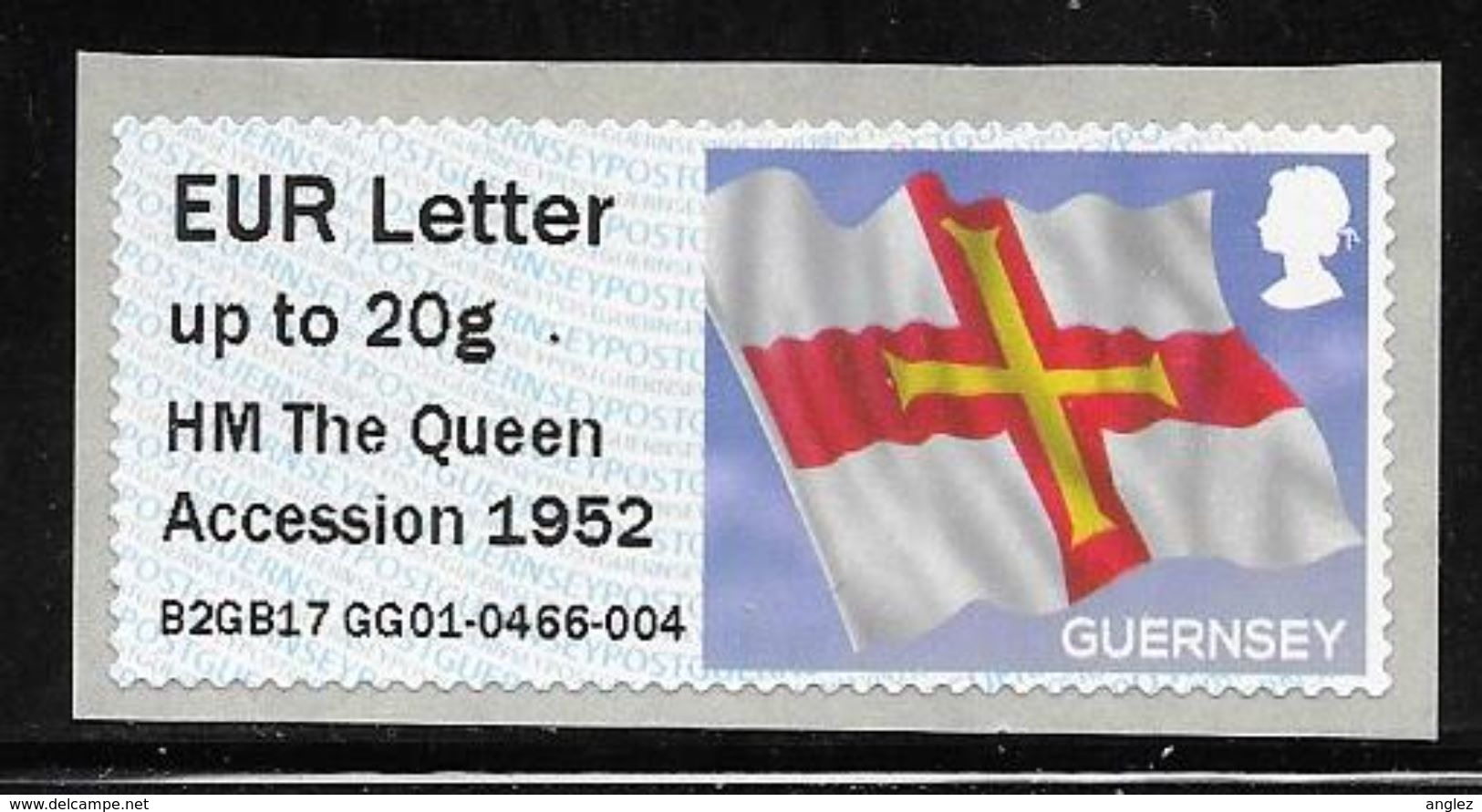 Guernsey Post & Go ATM - Flag - HM The Queen Accession 1952 Overprint - EU Letter 20g MNH - Guernesey