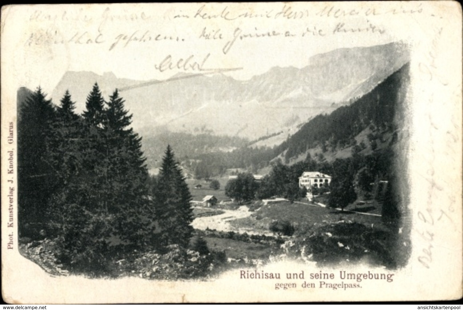 Cp Richisau Kanton Glarus, Landschaftsmotiv, Blick Ins Tal Gegen Den Pragelpass - Sonstige & Ohne Zuordnung