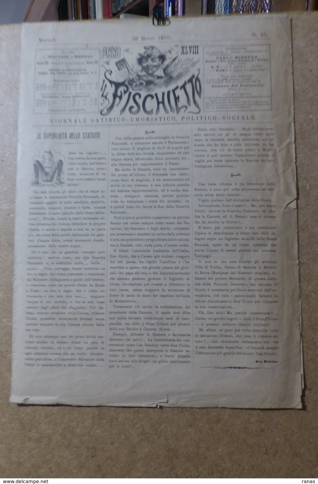 Revue Journal FISCHIETTO Satirique Caricature 38 X 27 Germany Allemagne Bismarck N° 25 De 1895 - 1850 - 1899