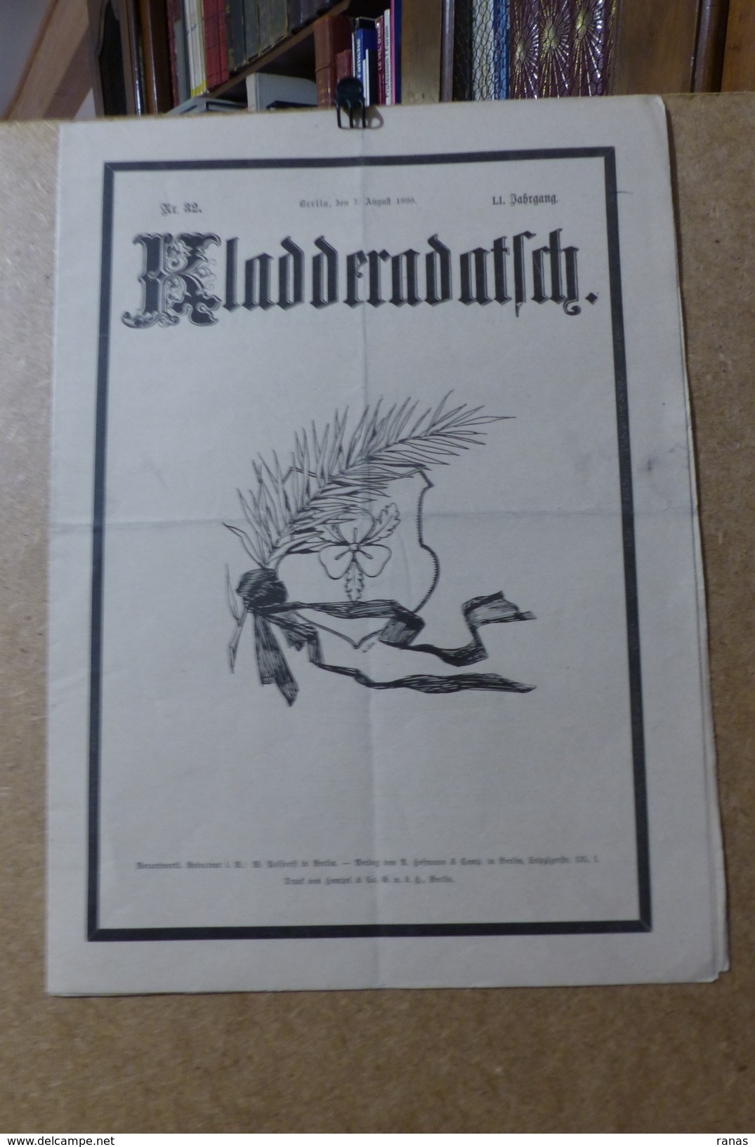 Revue Journal KLADDERADATFCH Satirique Caricature 33,5 X 24,5 Germany Allemagne Bismarck N° 32 De 1898 - 1850 - 1899