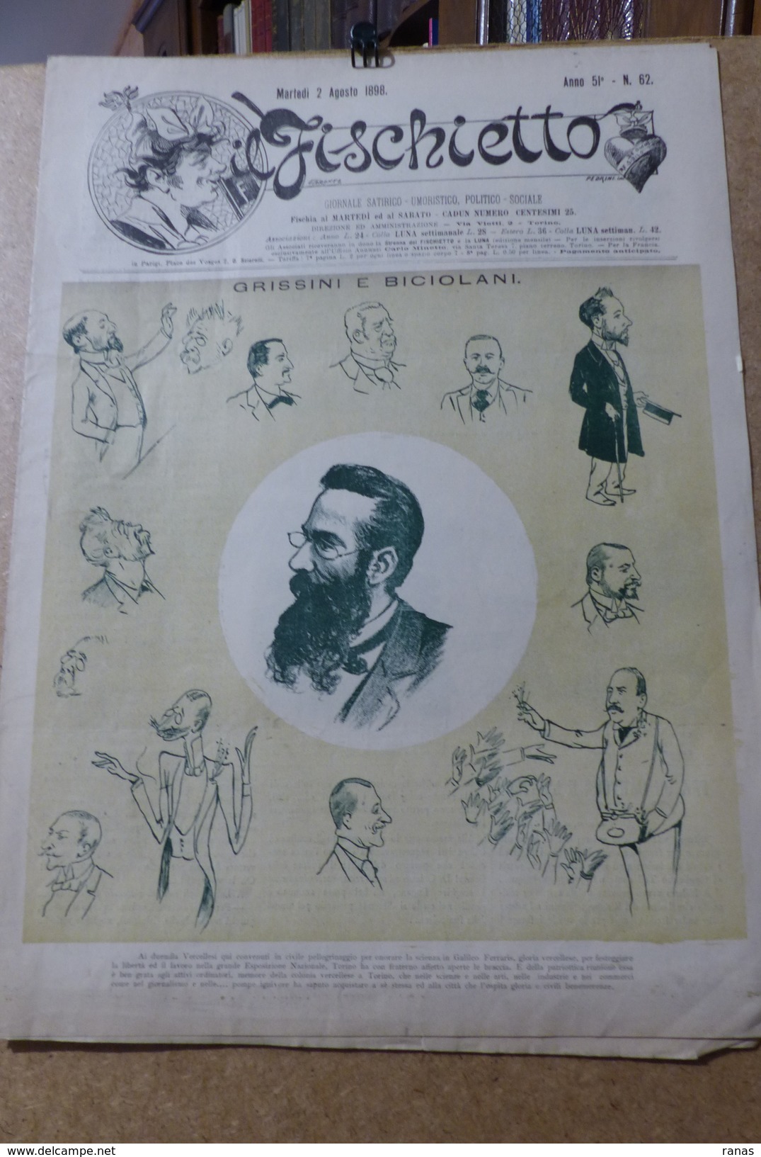 Revue Journal Fischietto Satirique Caricature 38 X 27 Germany Allemagne Bismarck N° 62 De 1898 - 1850 - 1899