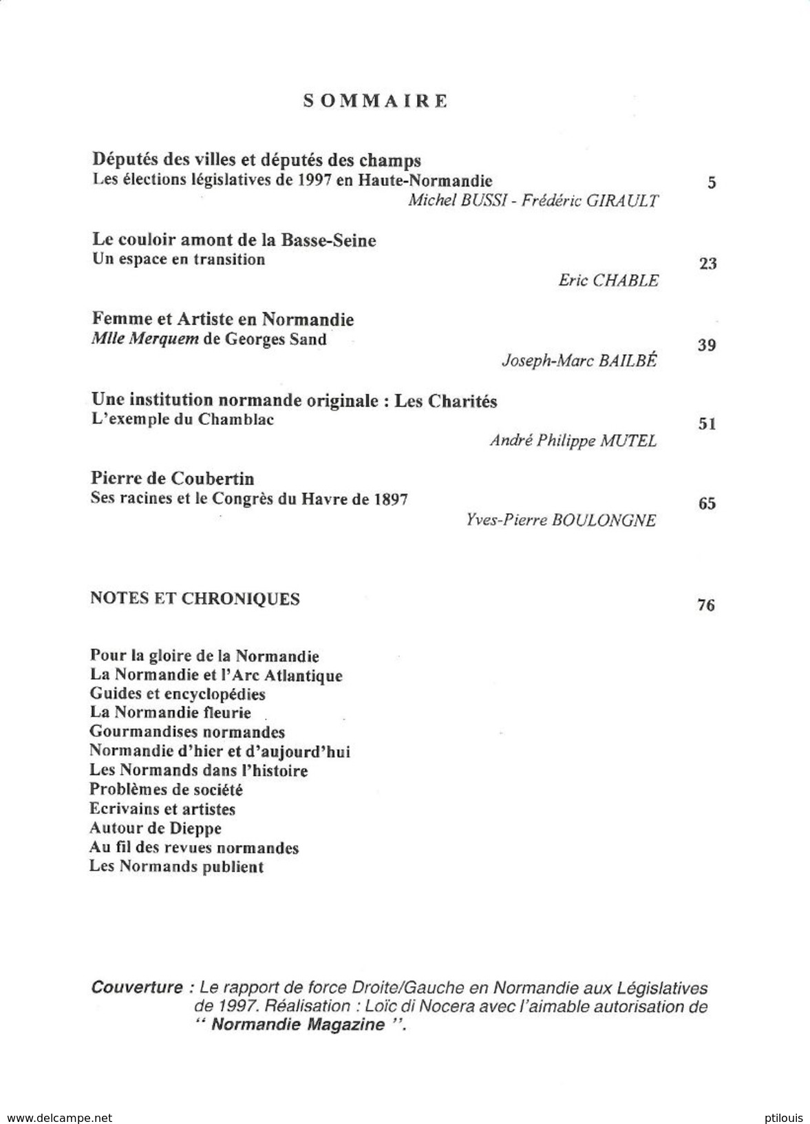 ETUDES NORMANDES N°4 -1997 - Députés Des Villes Et Des Champs - Les Charités - P. De Coubertin  (Voir SOMMAIRE Détaillé) - Normandie