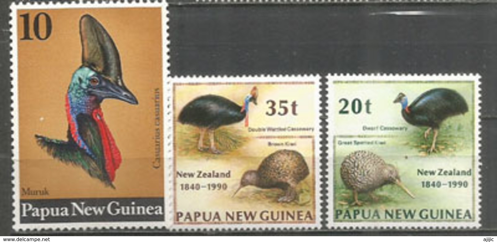 Le Casoar à Casque De Papouasie.  3 Timbres Neufs ** (PAPUA NEW-GUINEA) Côte 10.00 € - Autruches