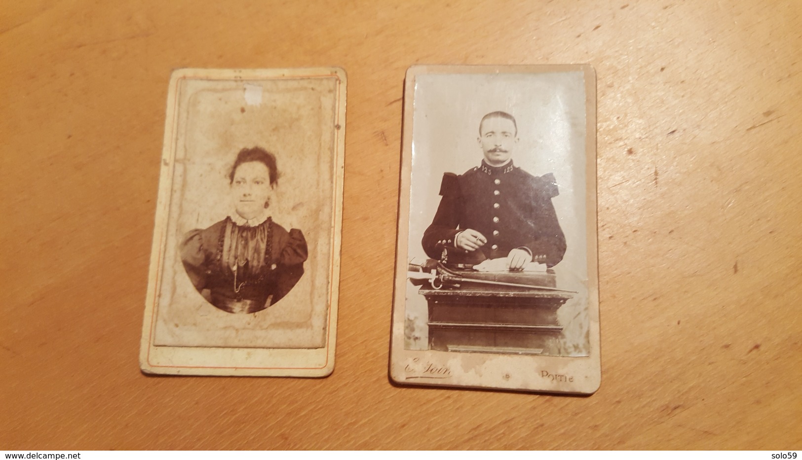 Lot De 2 Photos - CDV - Militaire + Femme  - E. Join Poitiers - F. Dupuis Photographe. Etat Correct - Anciennes (Av. 1900)