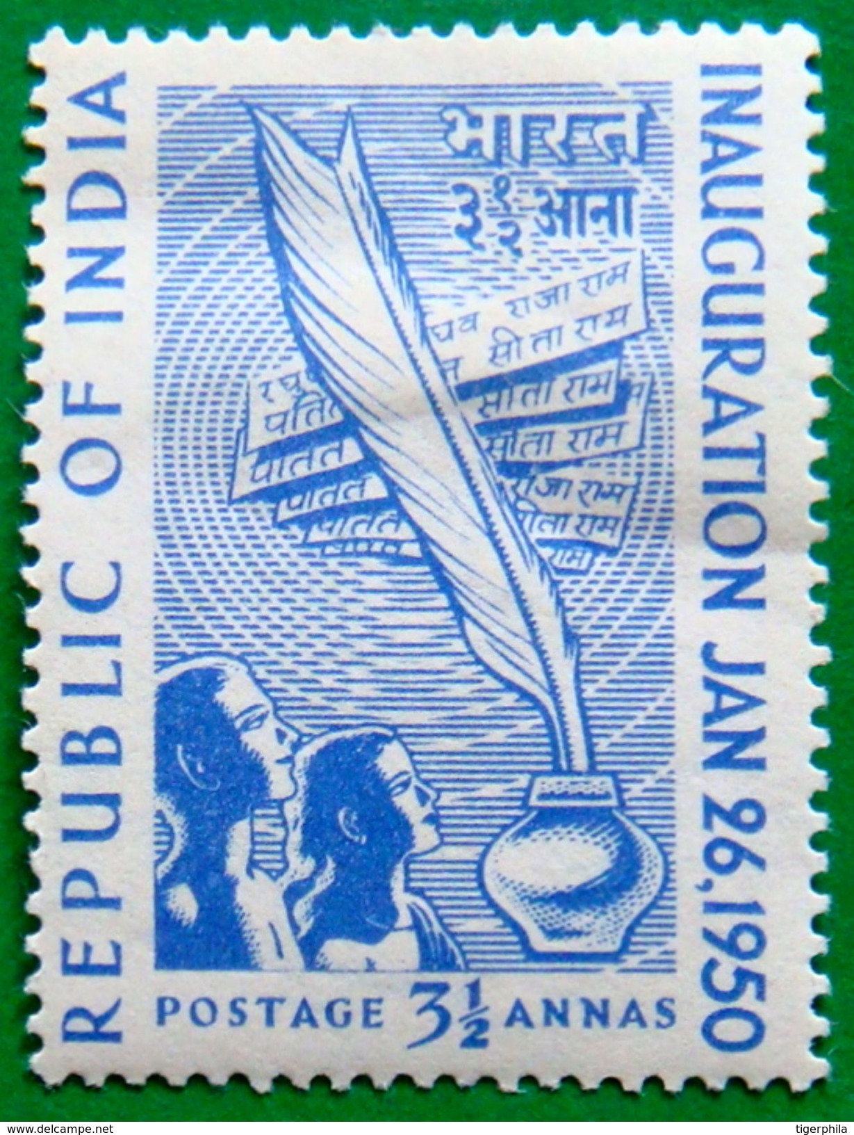 INDIA 1950 3.5as Republic MH - Unused Stamps