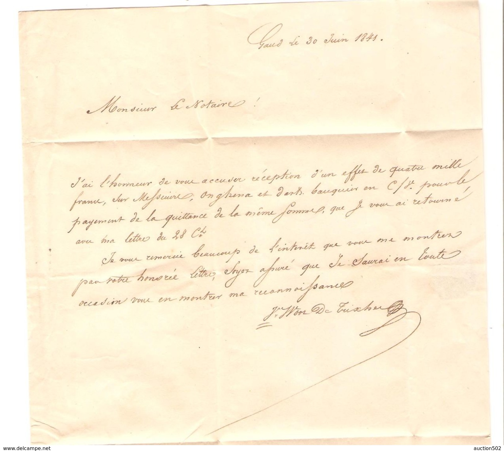 LAC(BMI) C.Gand 1/7/1841 Pour St.Nicolas C.d'arrivée Port 3 PR5082 - 1830-1849 (Belgique Indépendante)