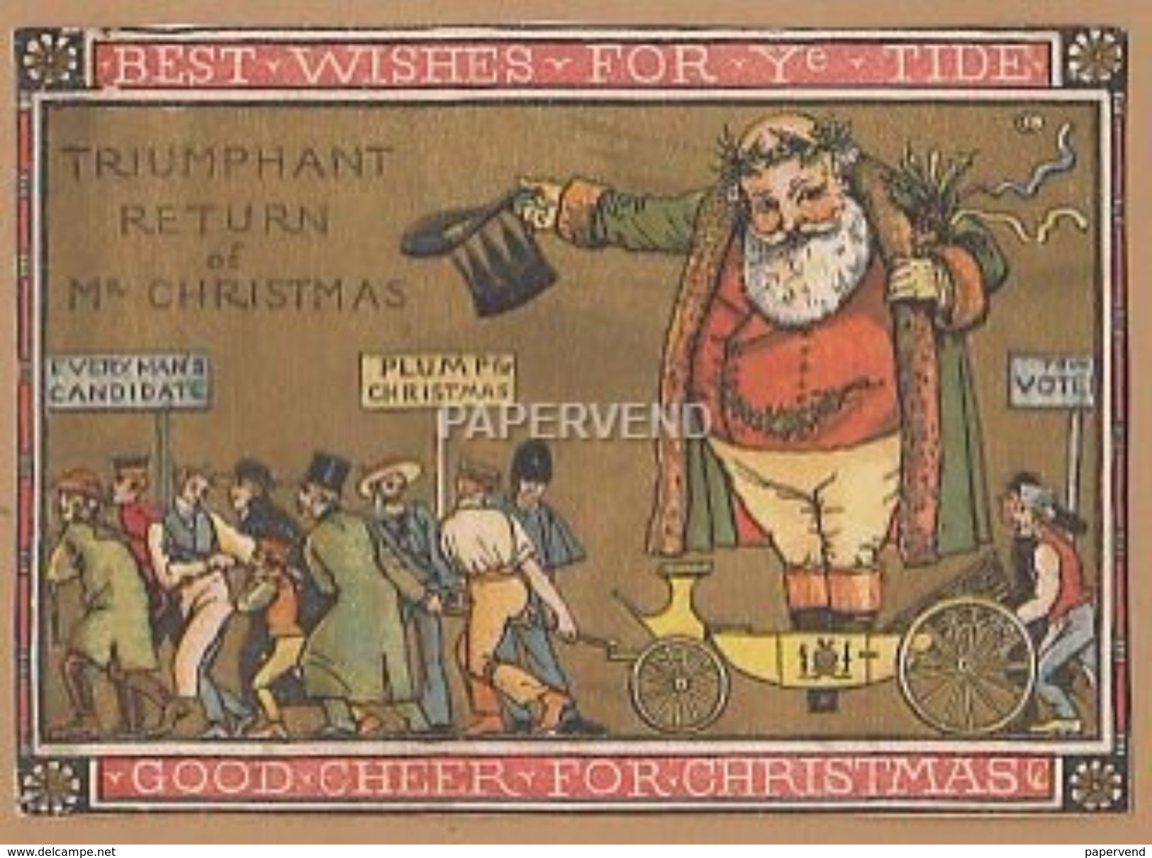 Victorian Greeting Card Father Christmas  Good Cheer For  Christmas  Egc110 - Unclassified